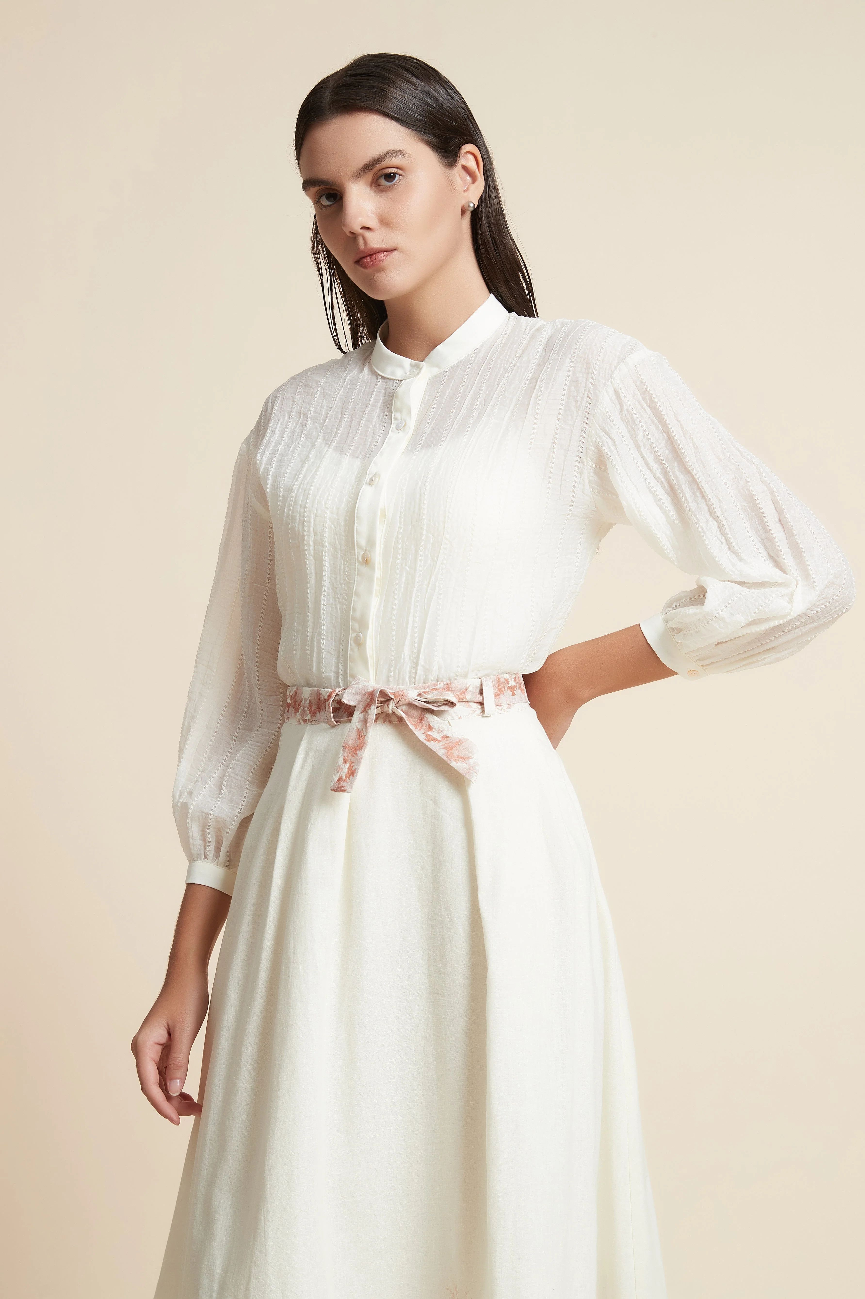 Button-Up Long Sleeve Cropped Top - Image 3