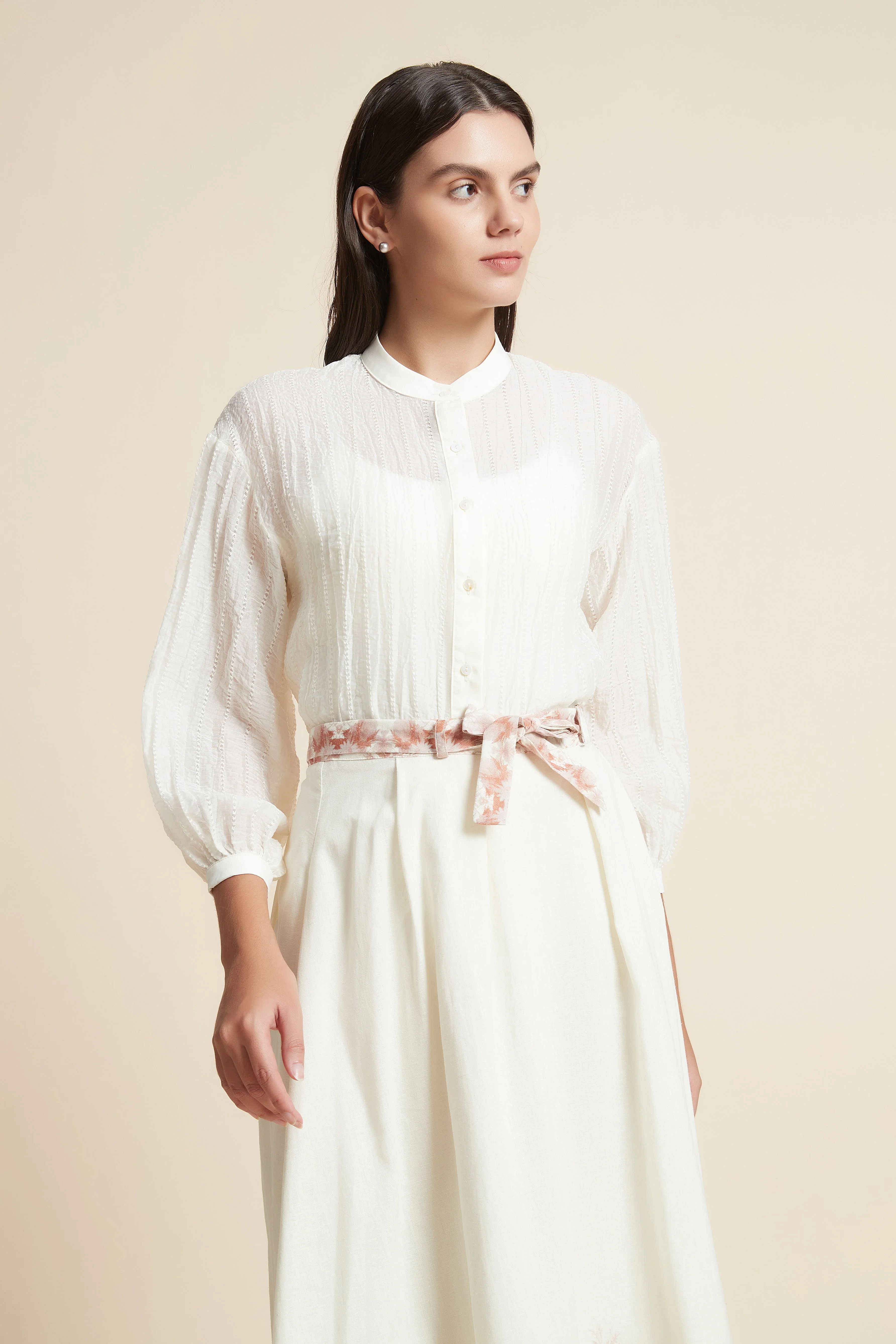 Button-Up Long Sleeve Cropped Top - Image 6