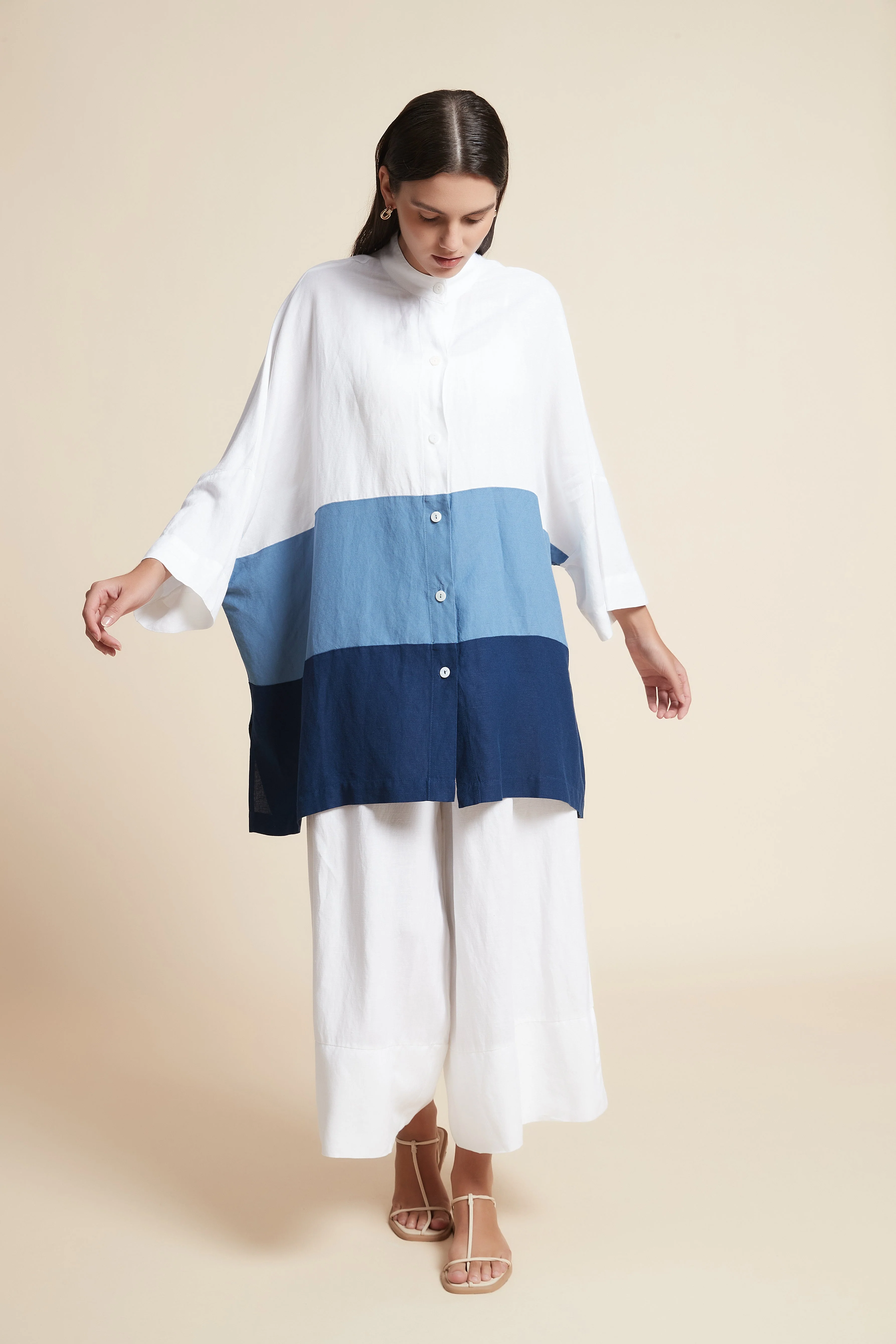 Hip-Length Long Sleeve Top with Round Neck - Image 2