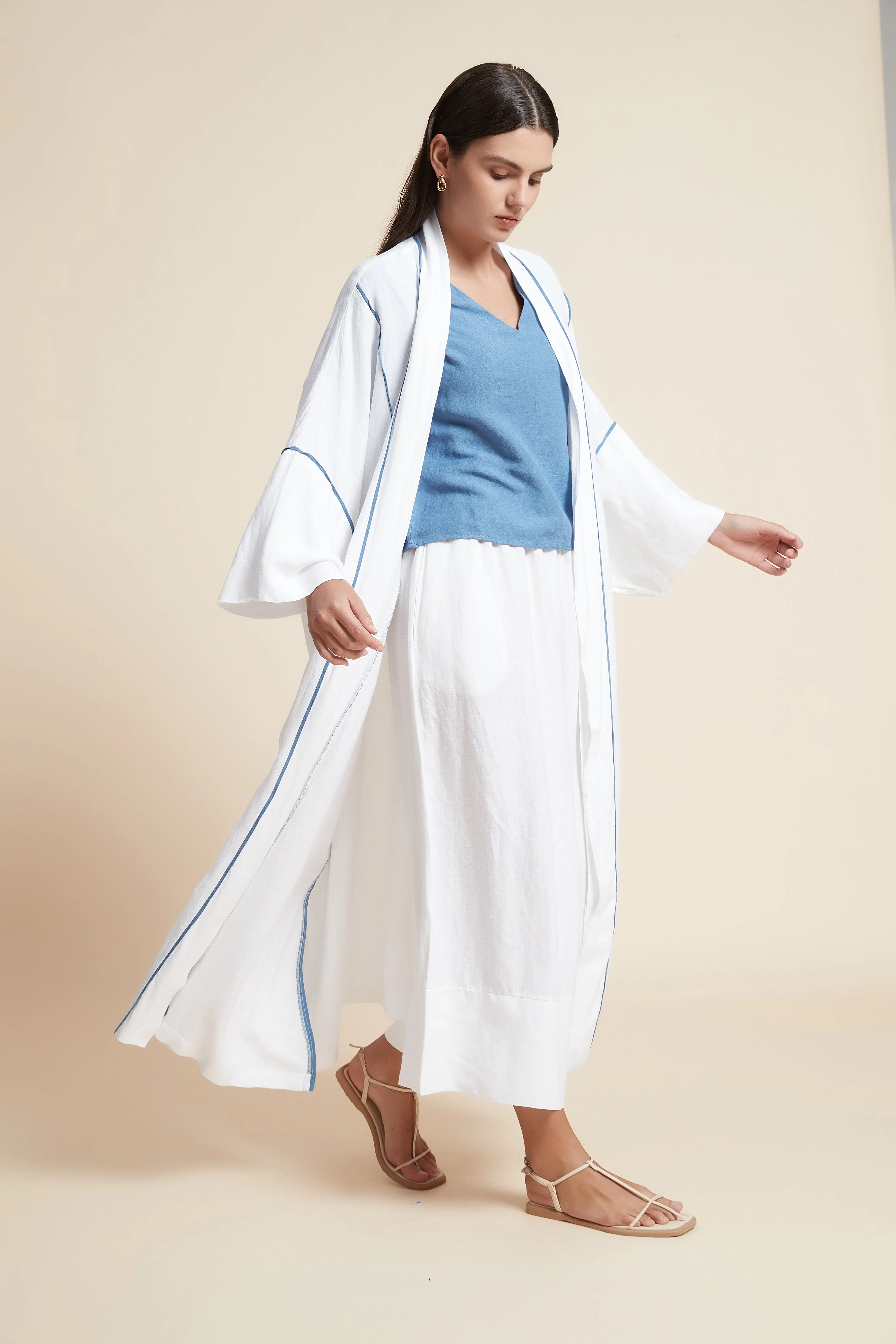 Striped 3/4 Sleeve Oversized Cardigan - Image 4