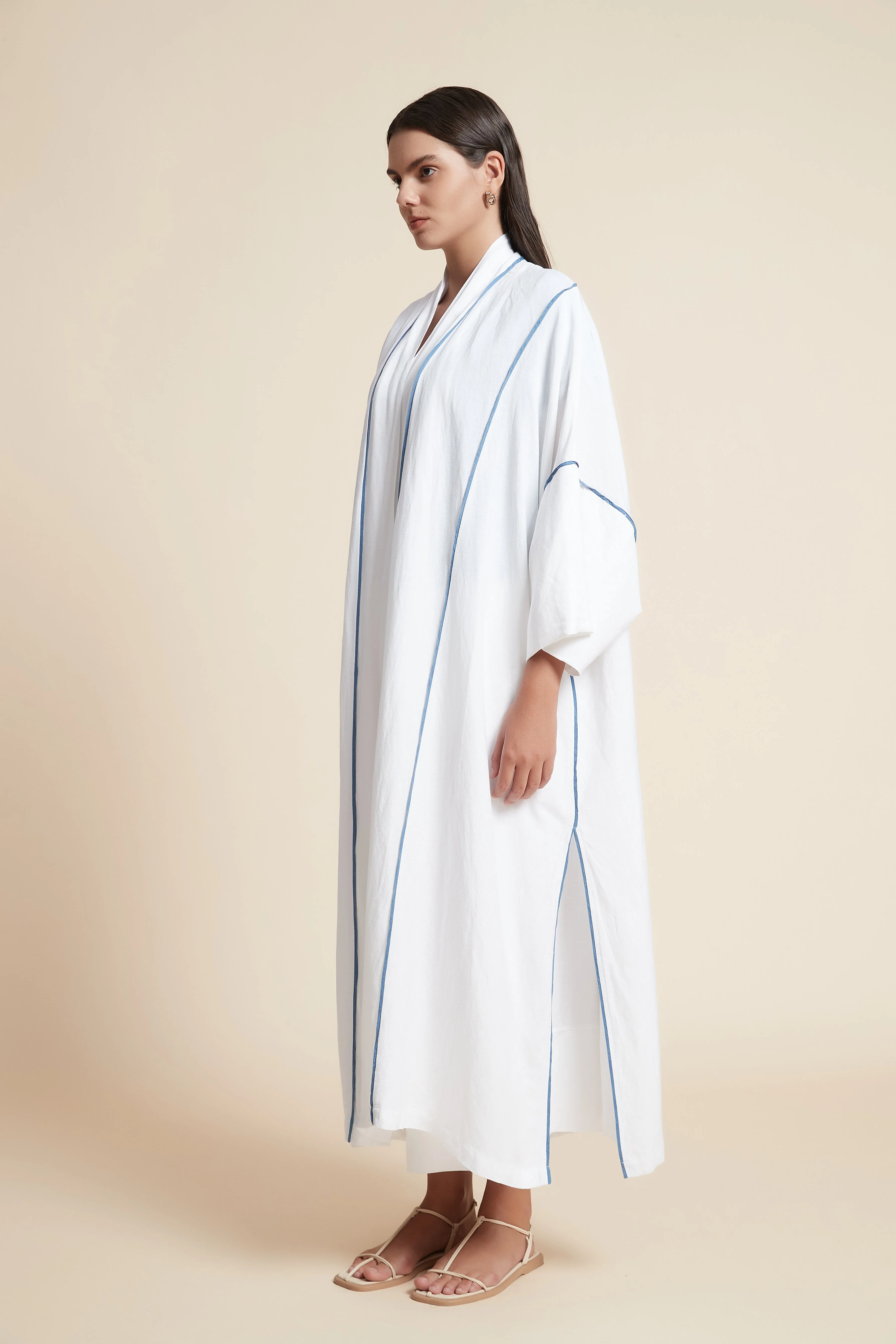 Striped 3/4 Sleeve Oversized Cardigan - Image 6