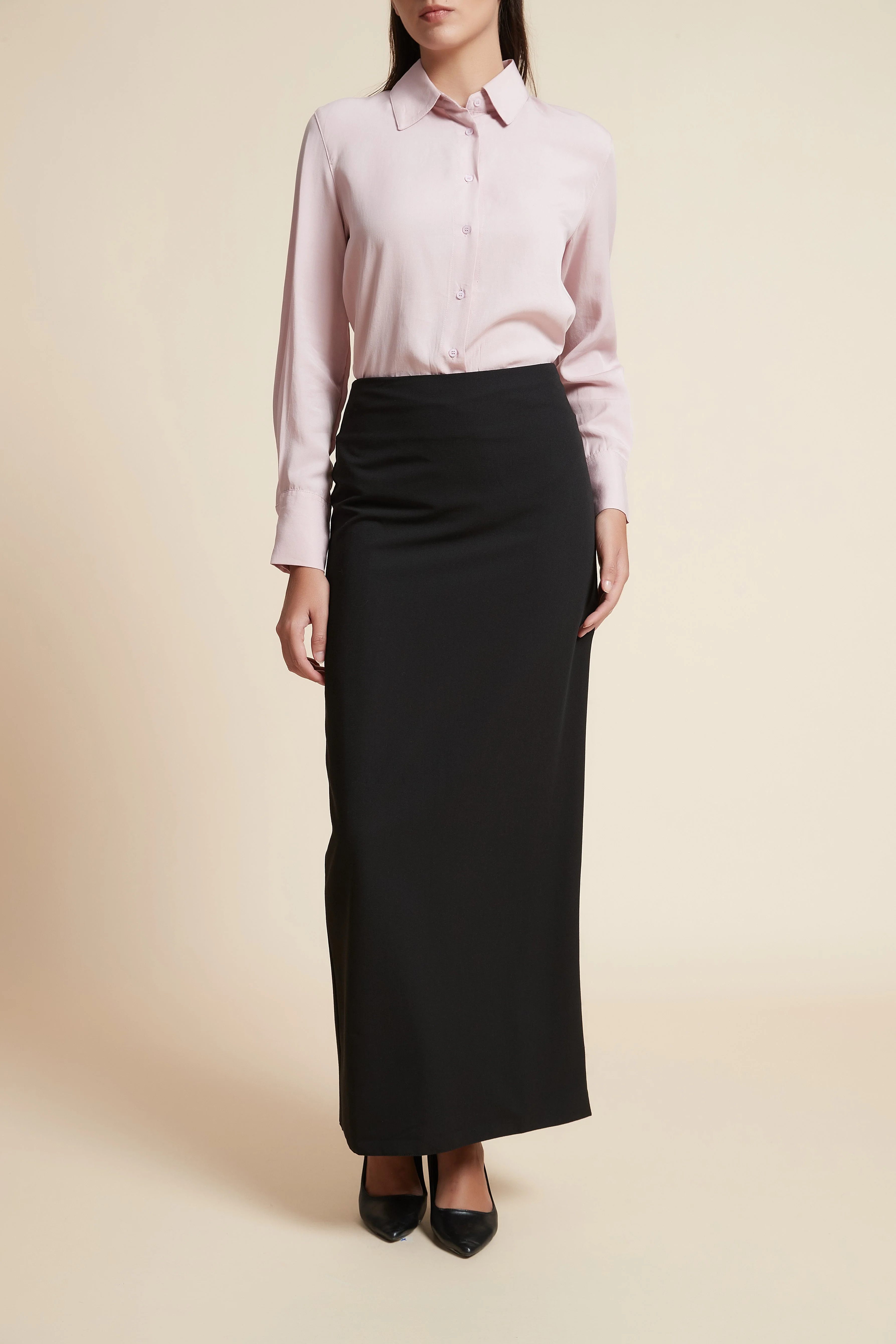 Straight Long Solid Skirt - Image 2