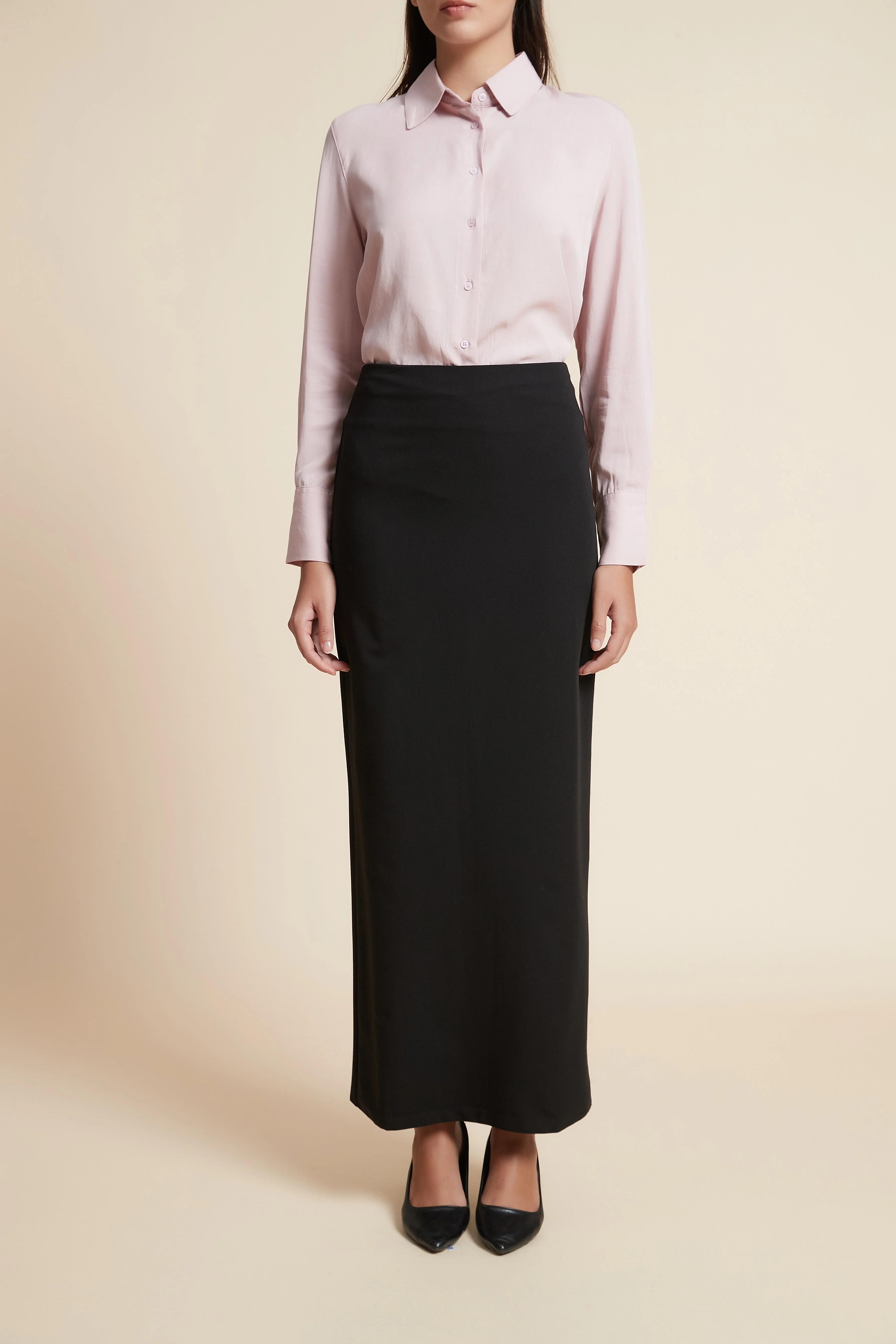 Straight Long Solid Skirt - Image 3