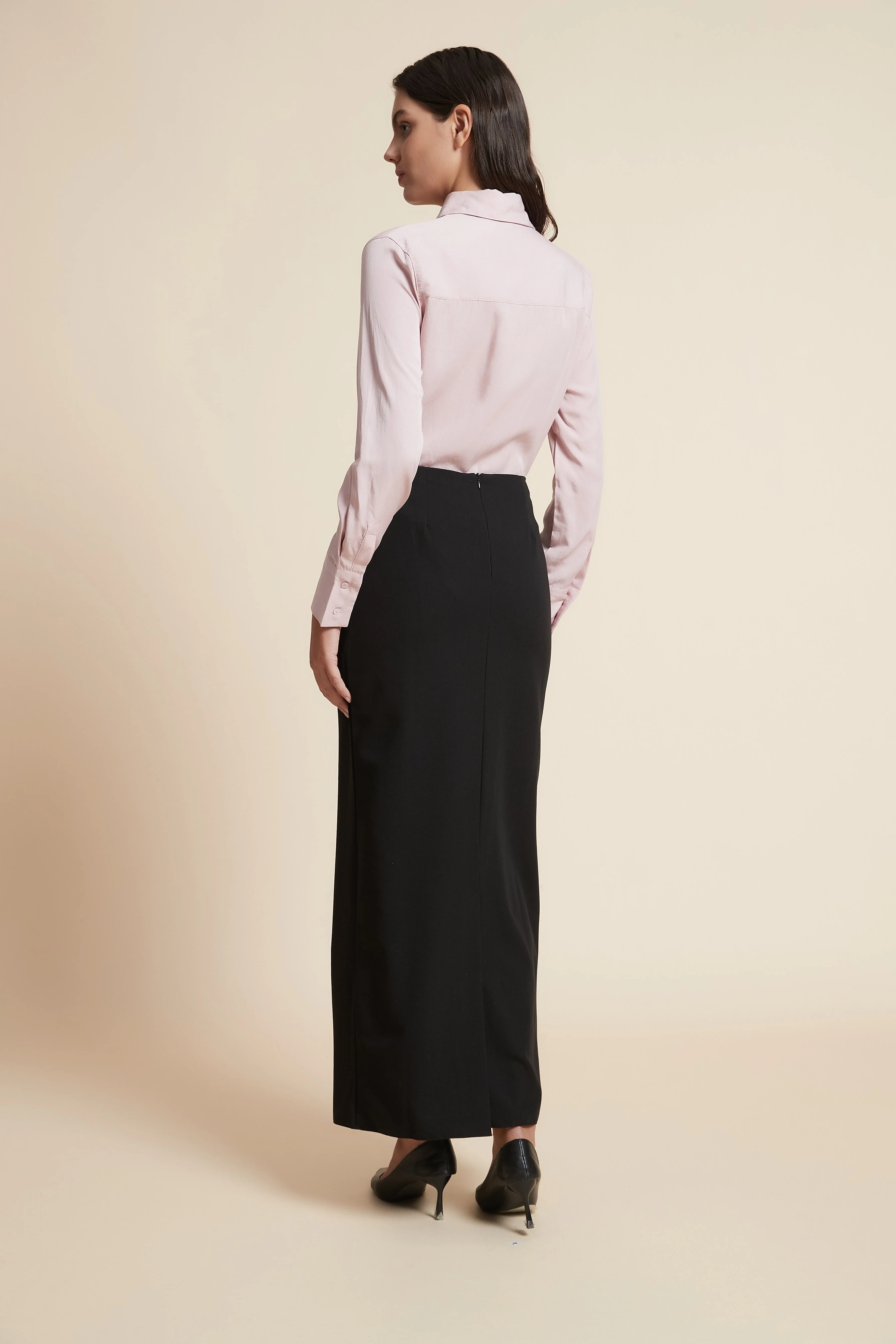 Straight Long Solid Skirt - Image 4