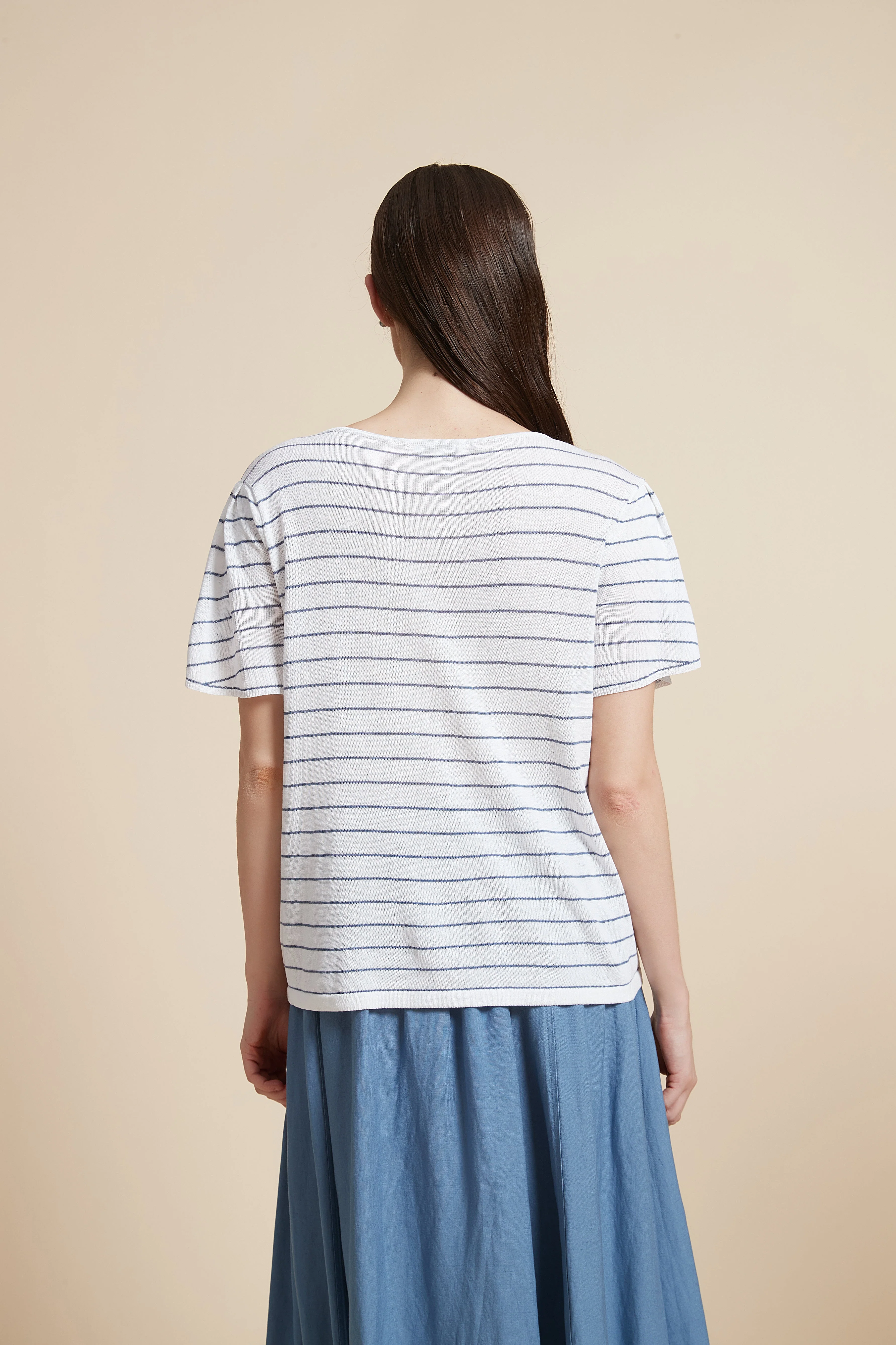 Striped Short Sleeve Blouse - Image 3