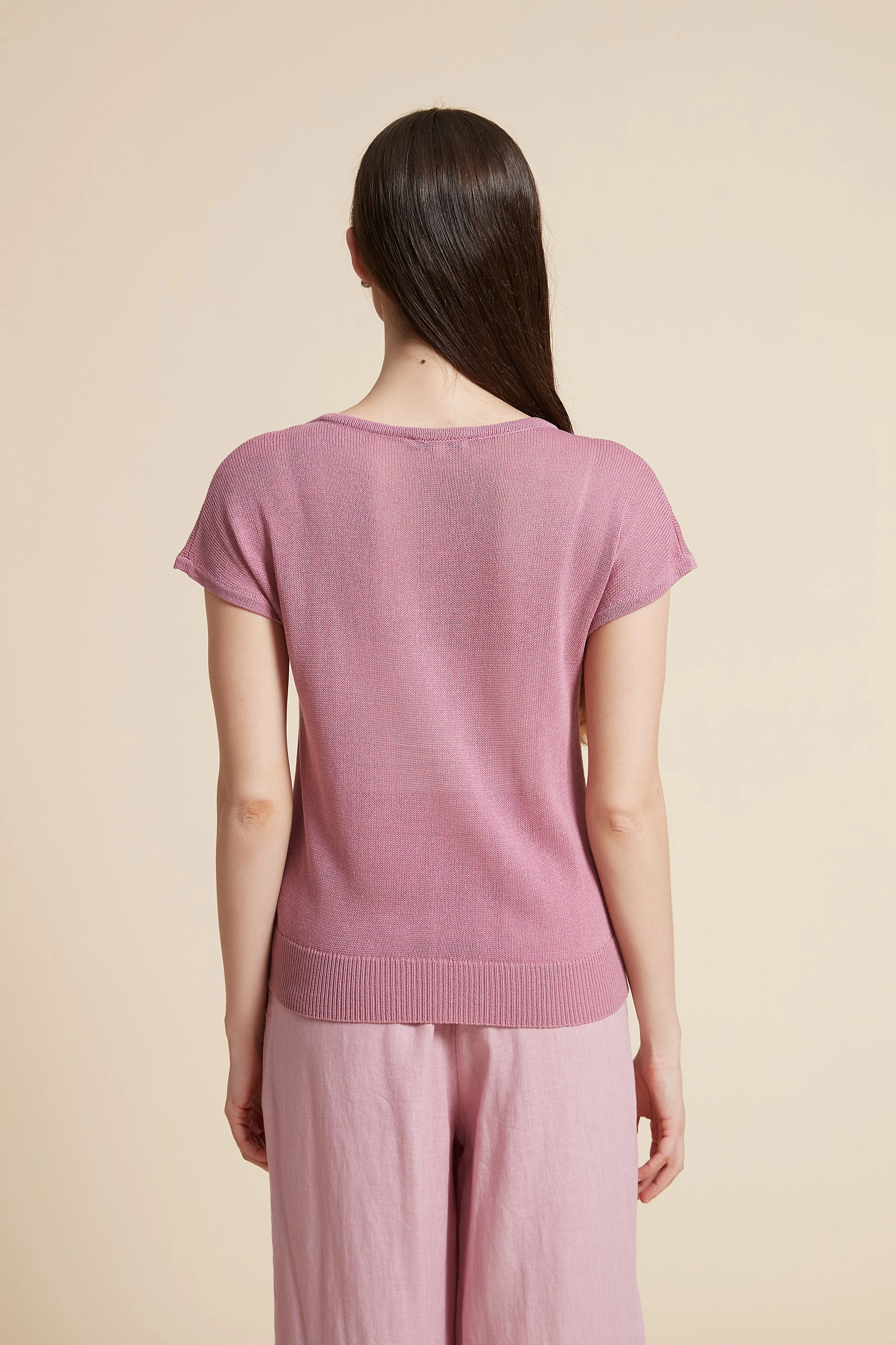 Solid Short Sleeve T-Shirt with Round Neck - Image 5