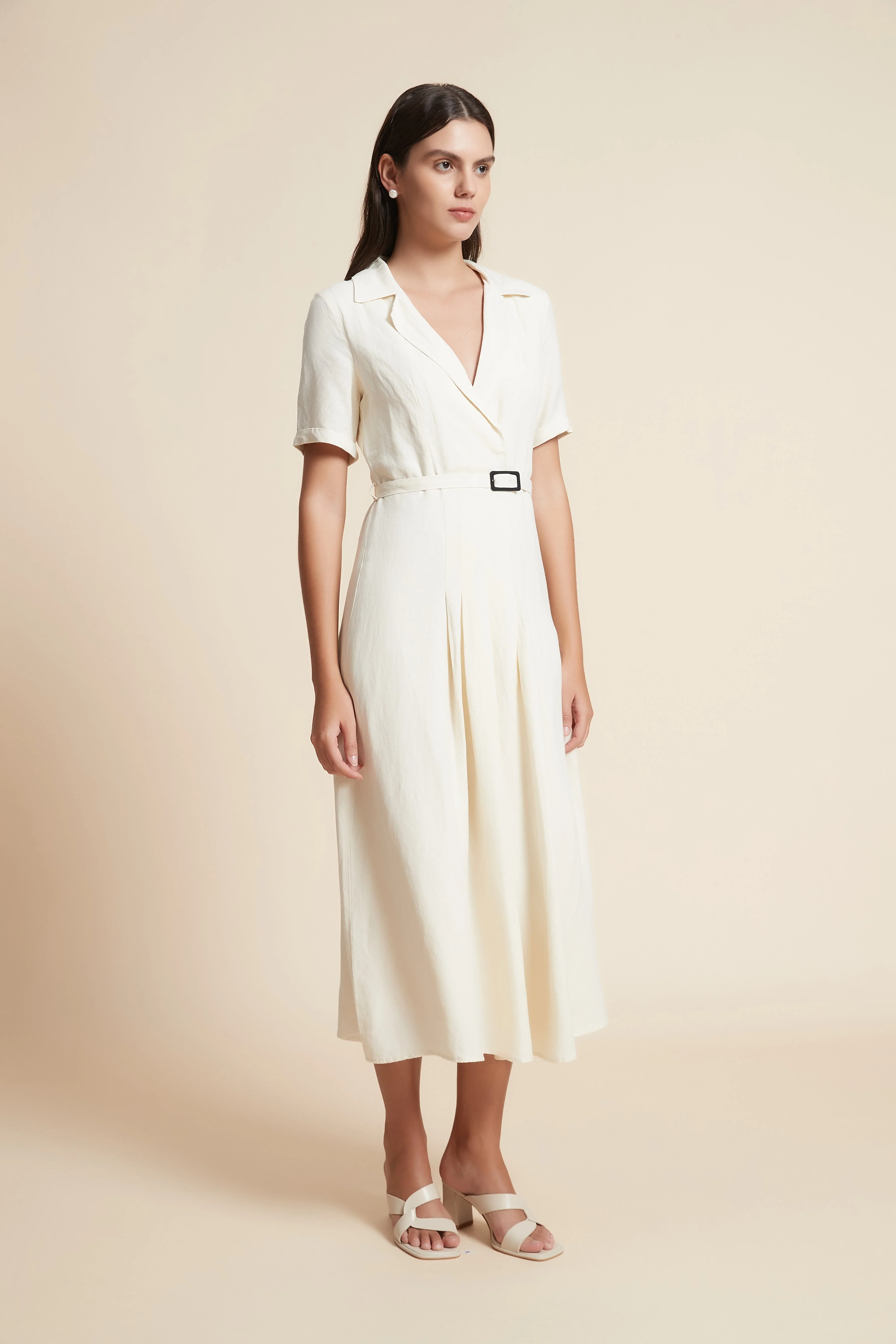Midi Dress with Waist Belt and Half Sleeves - Image 6