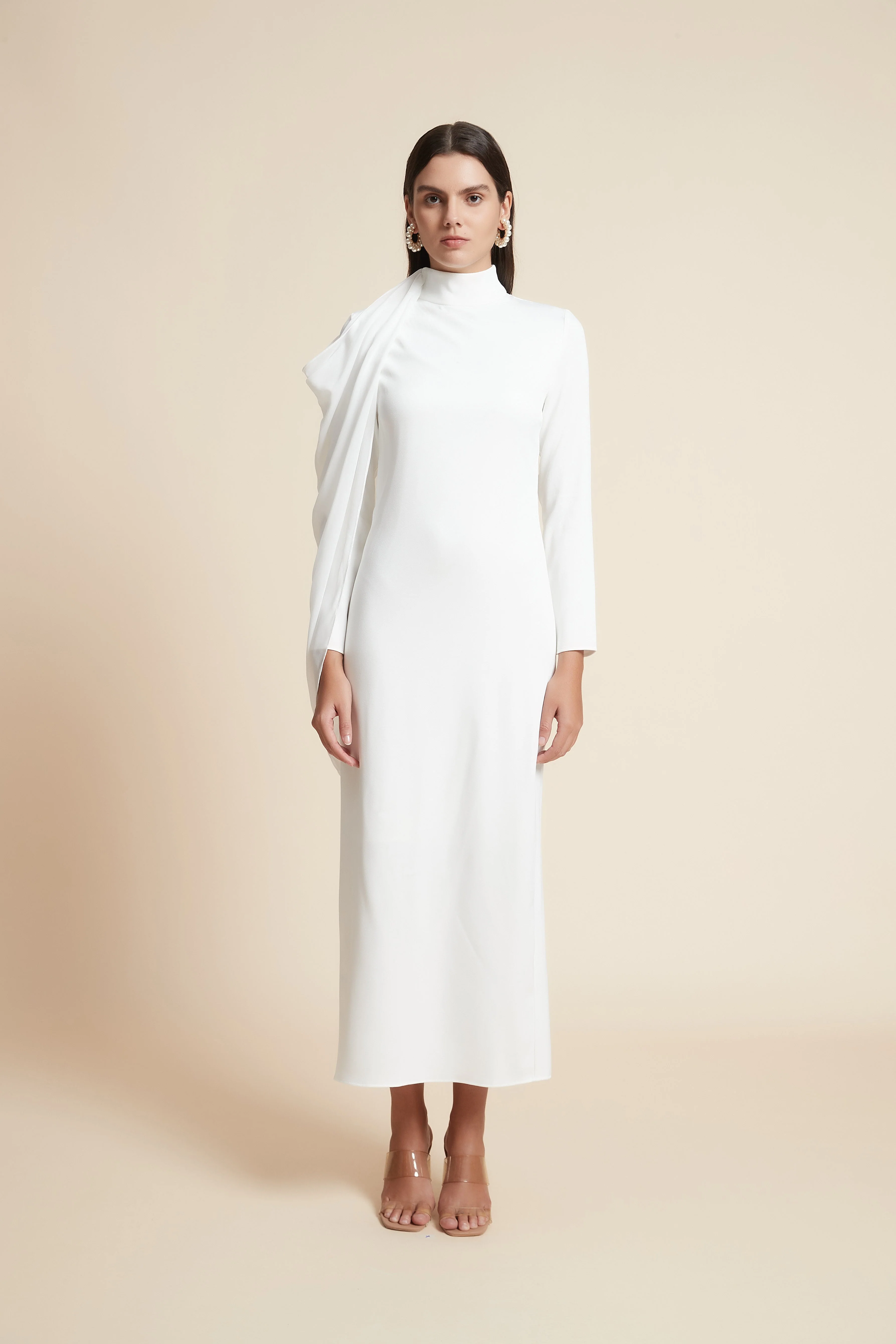 High Neck Long Sleeve Midi Dress - Image 3