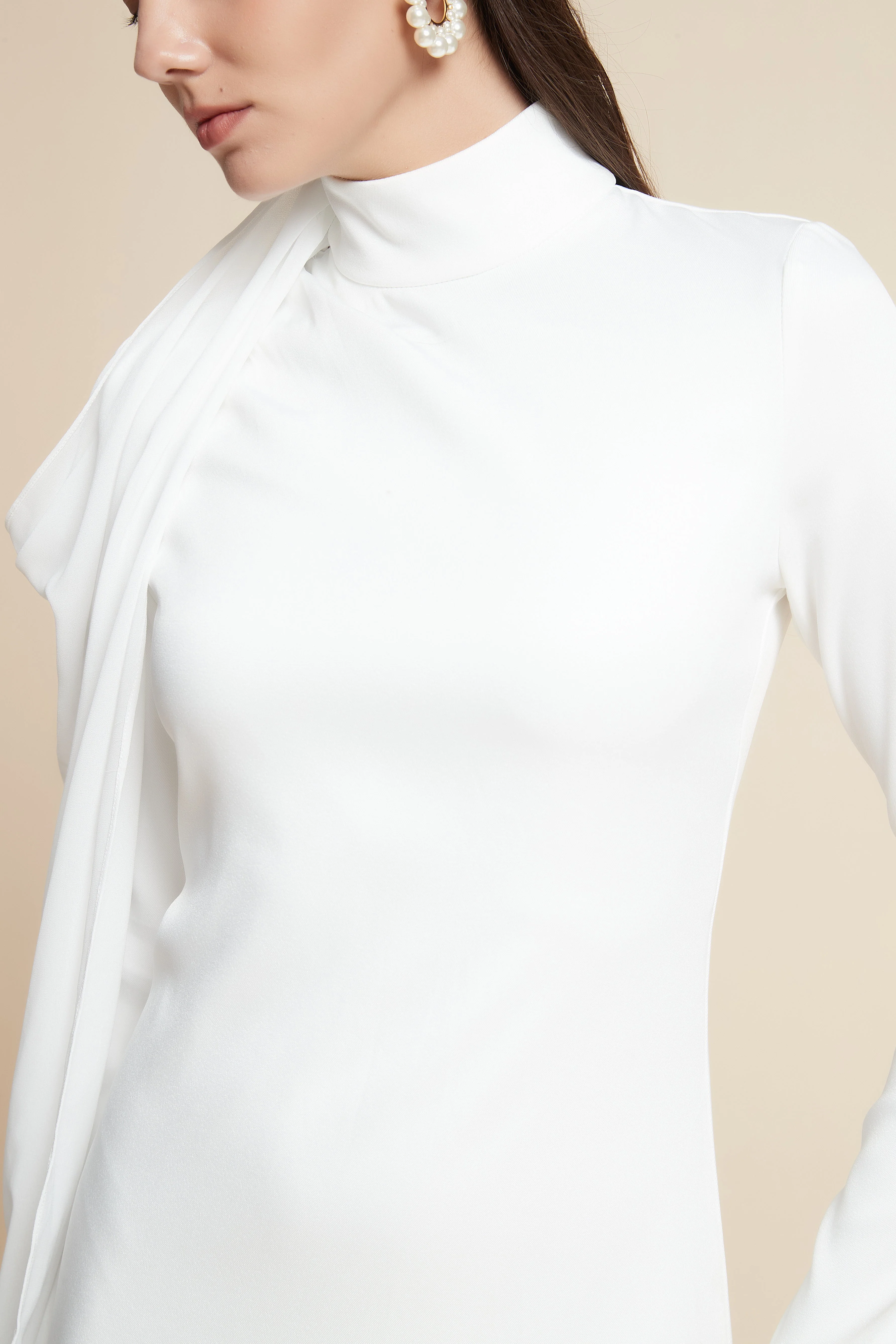High Neck Long Sleeve Midi Dress - Image 5