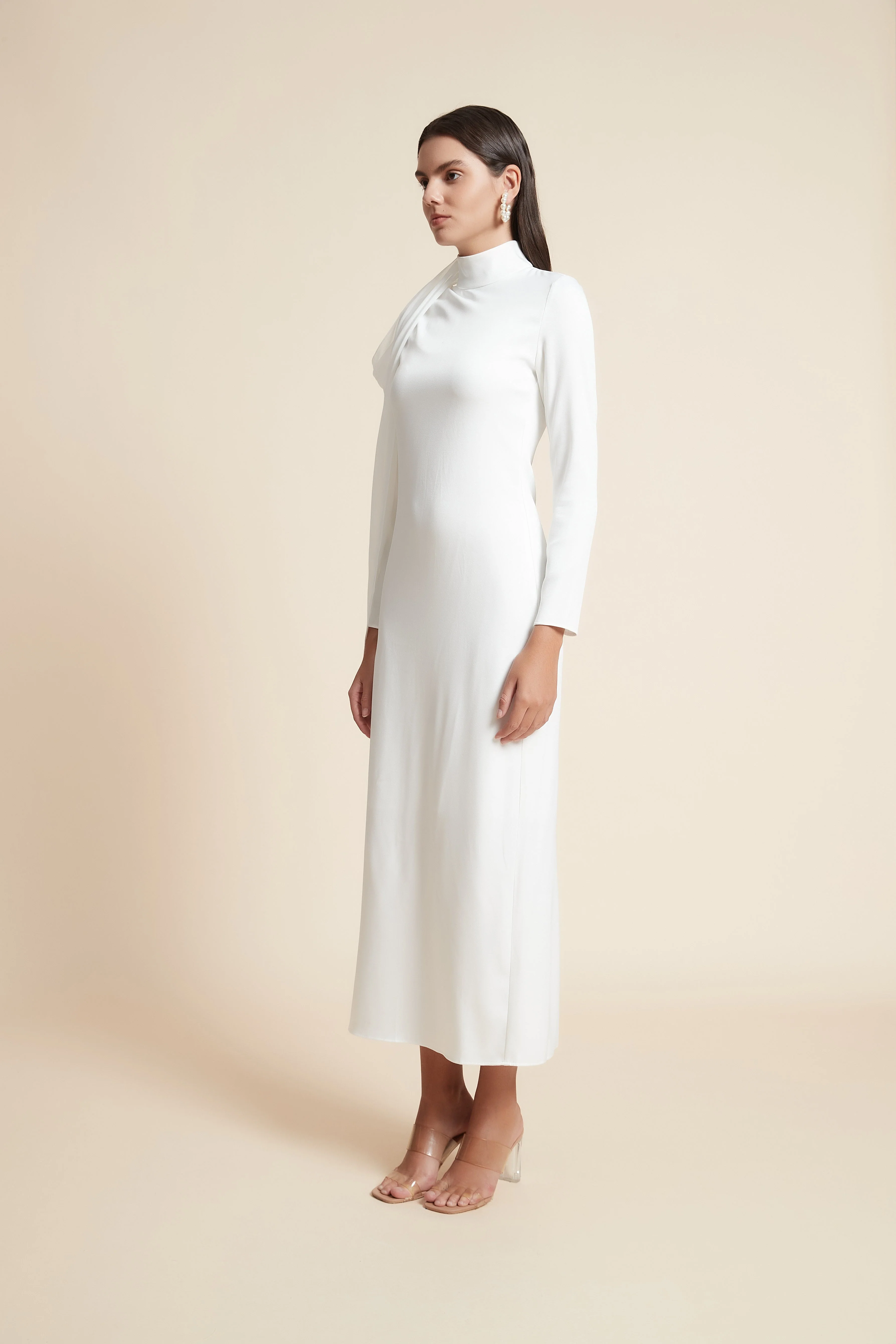 High Neck Long Sleeve Midi Dress - Image 6
