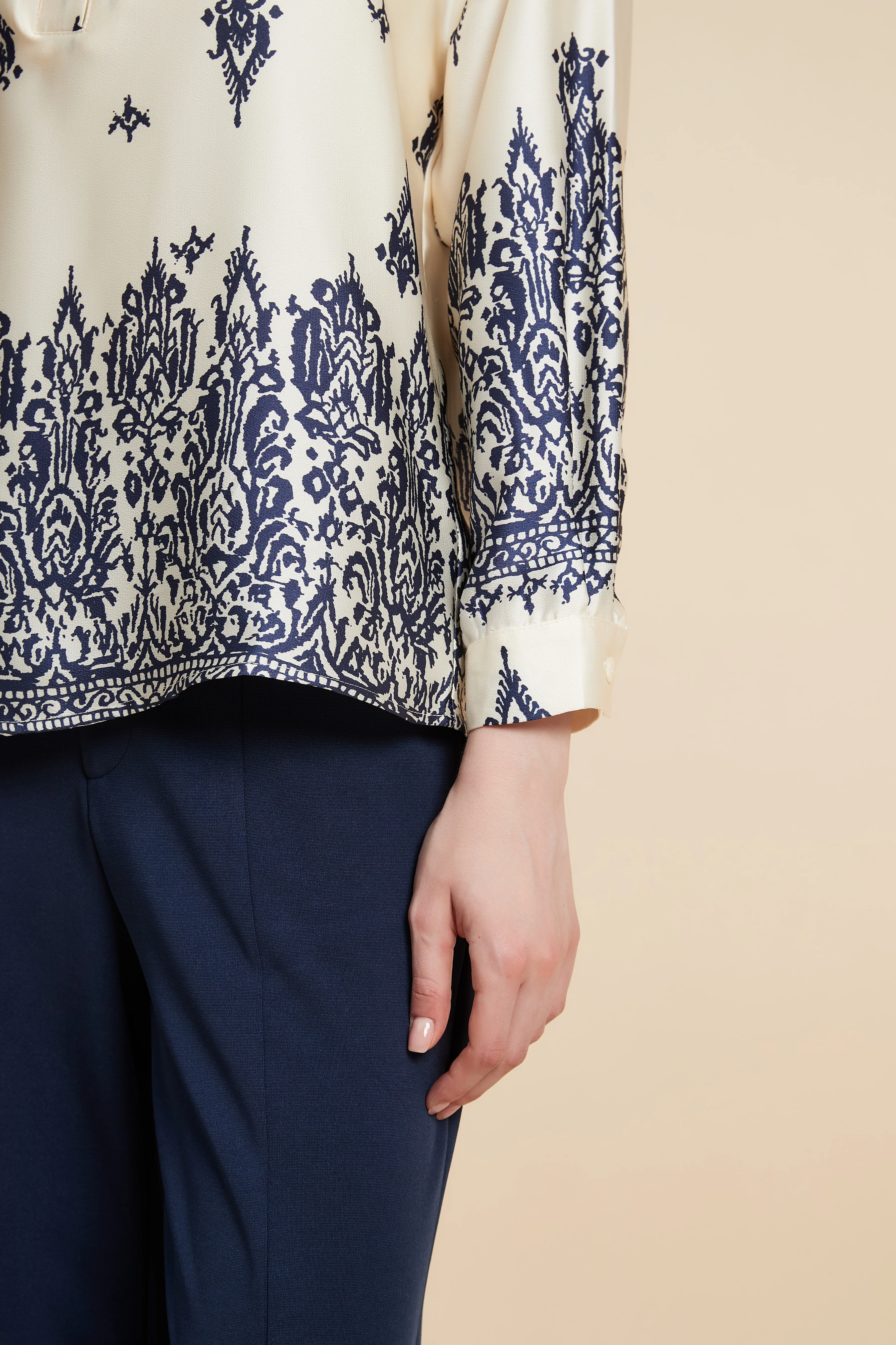 Women's Printed Blouse with Shirt Collar - Image 11
