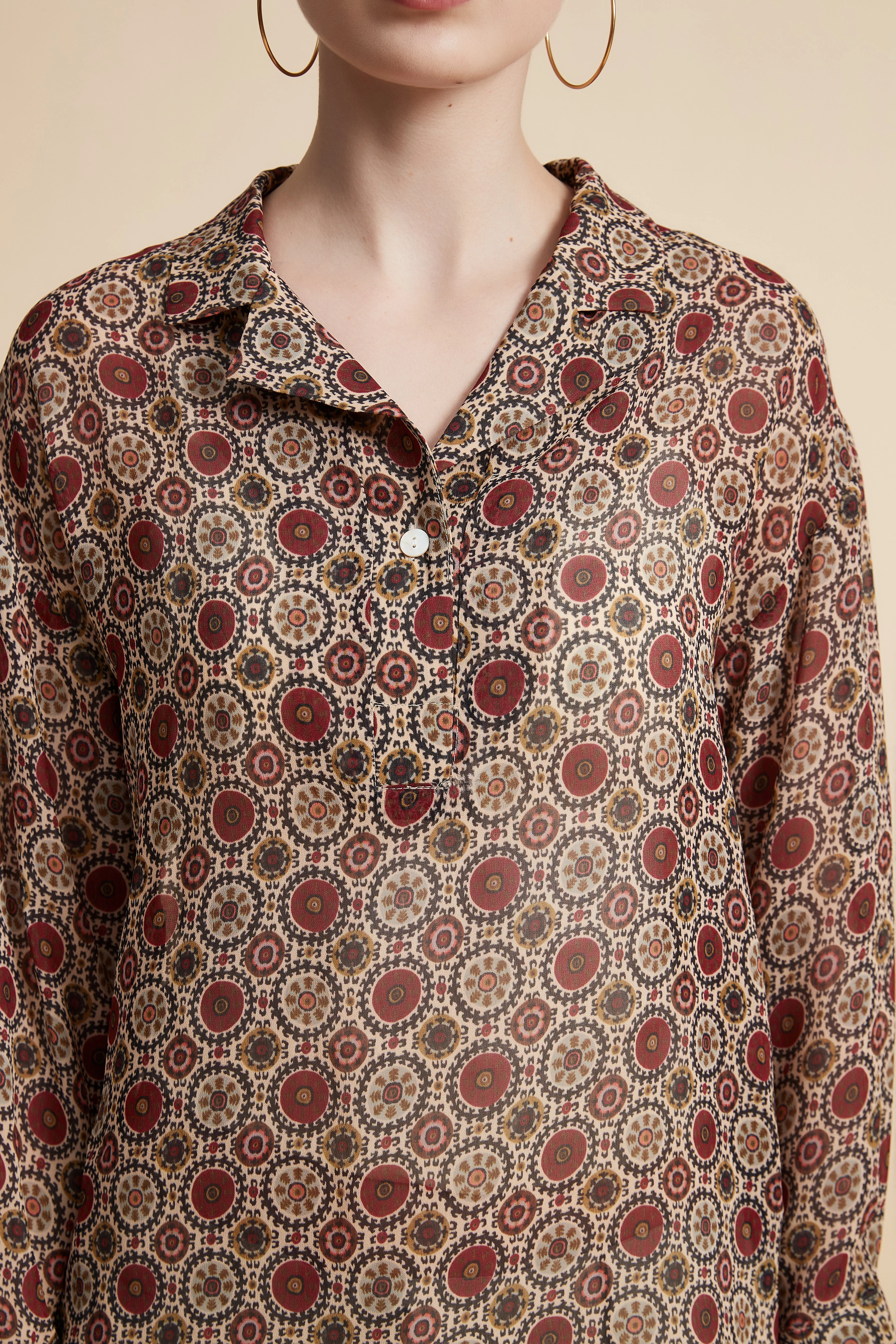 Women's Printed Blouse with Shirt Collar - Image 17