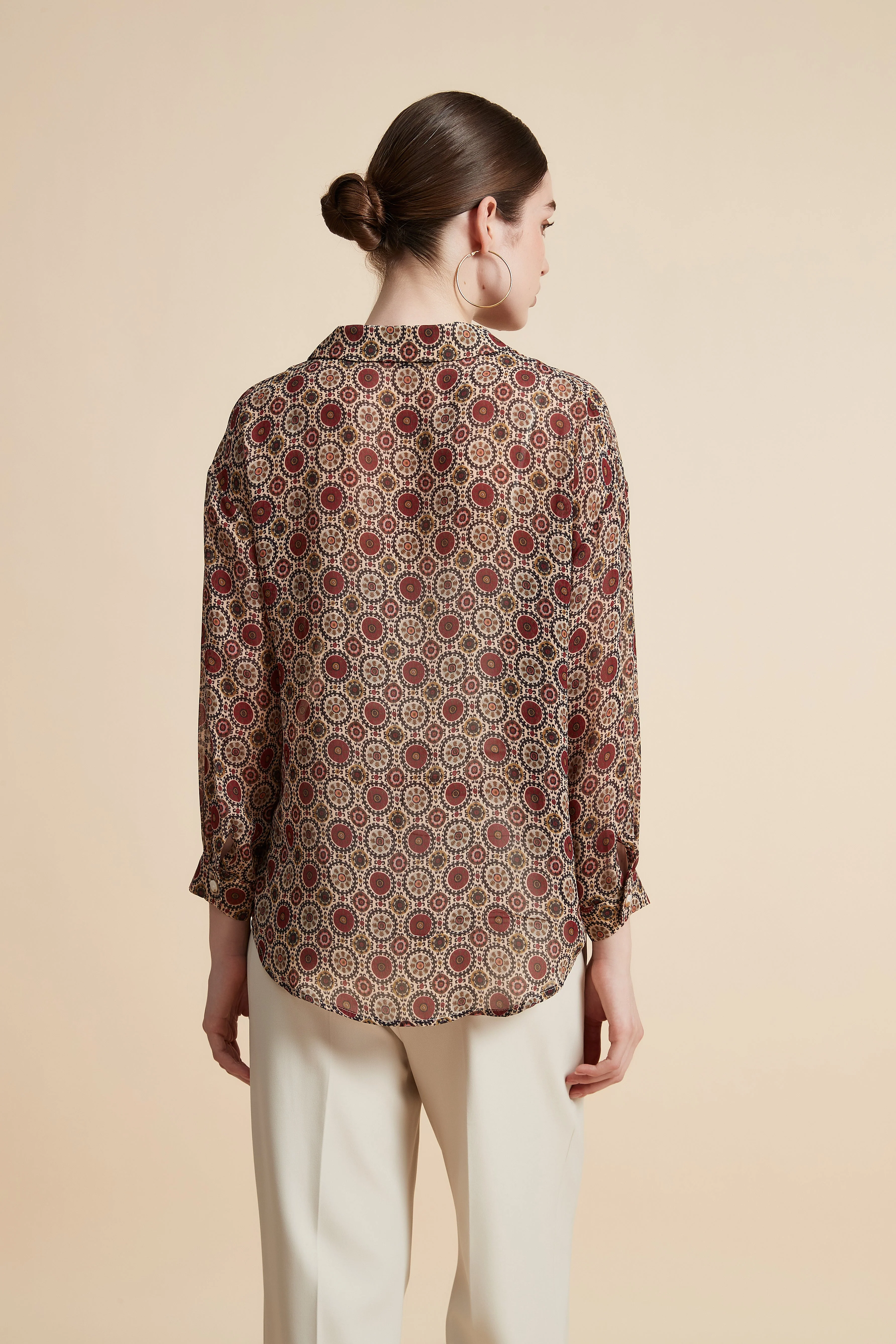 Women's Printed Blouse with Shirt Collar - Image 18
