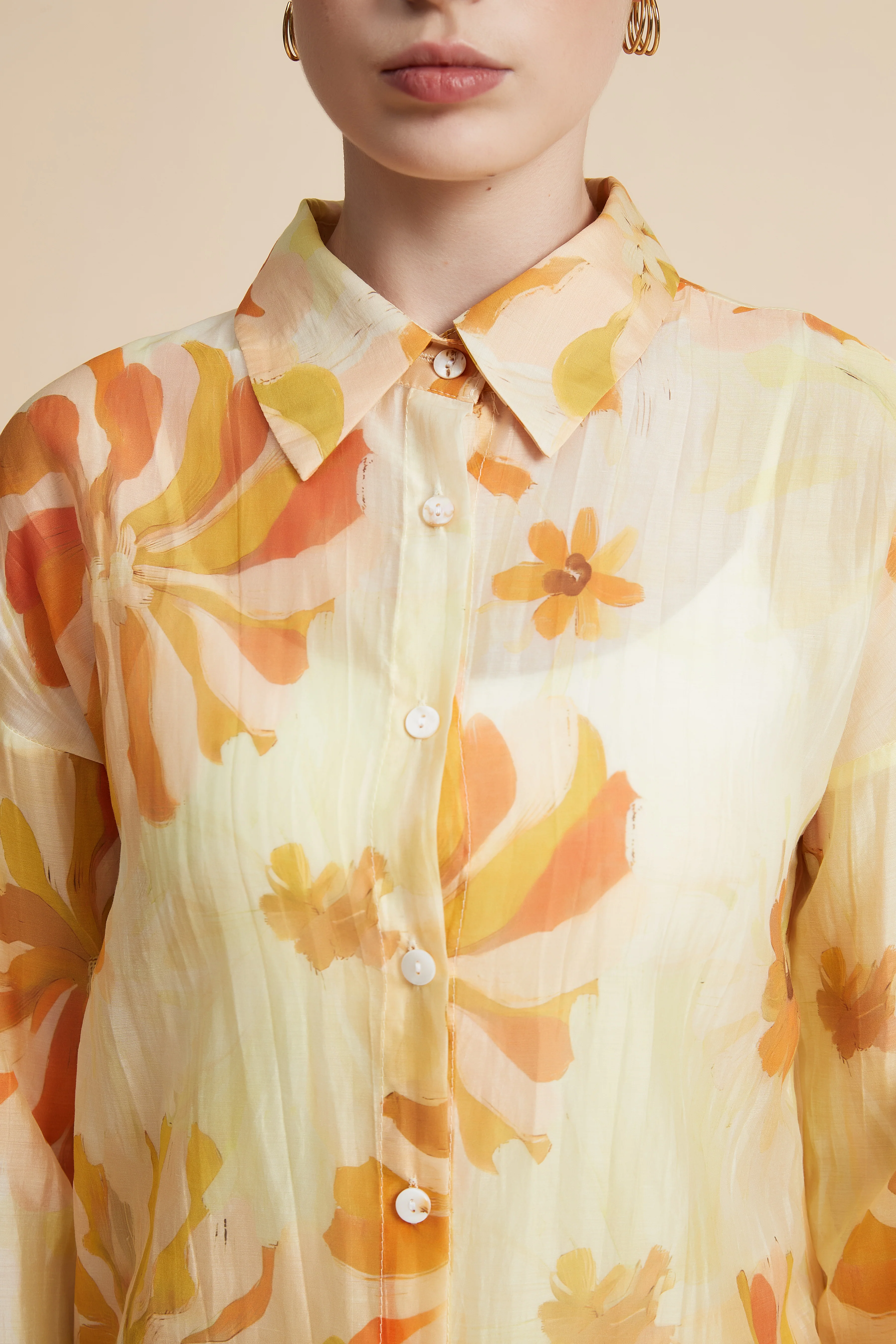 Women's Printed Blouse with Shirt Collar - Image 5