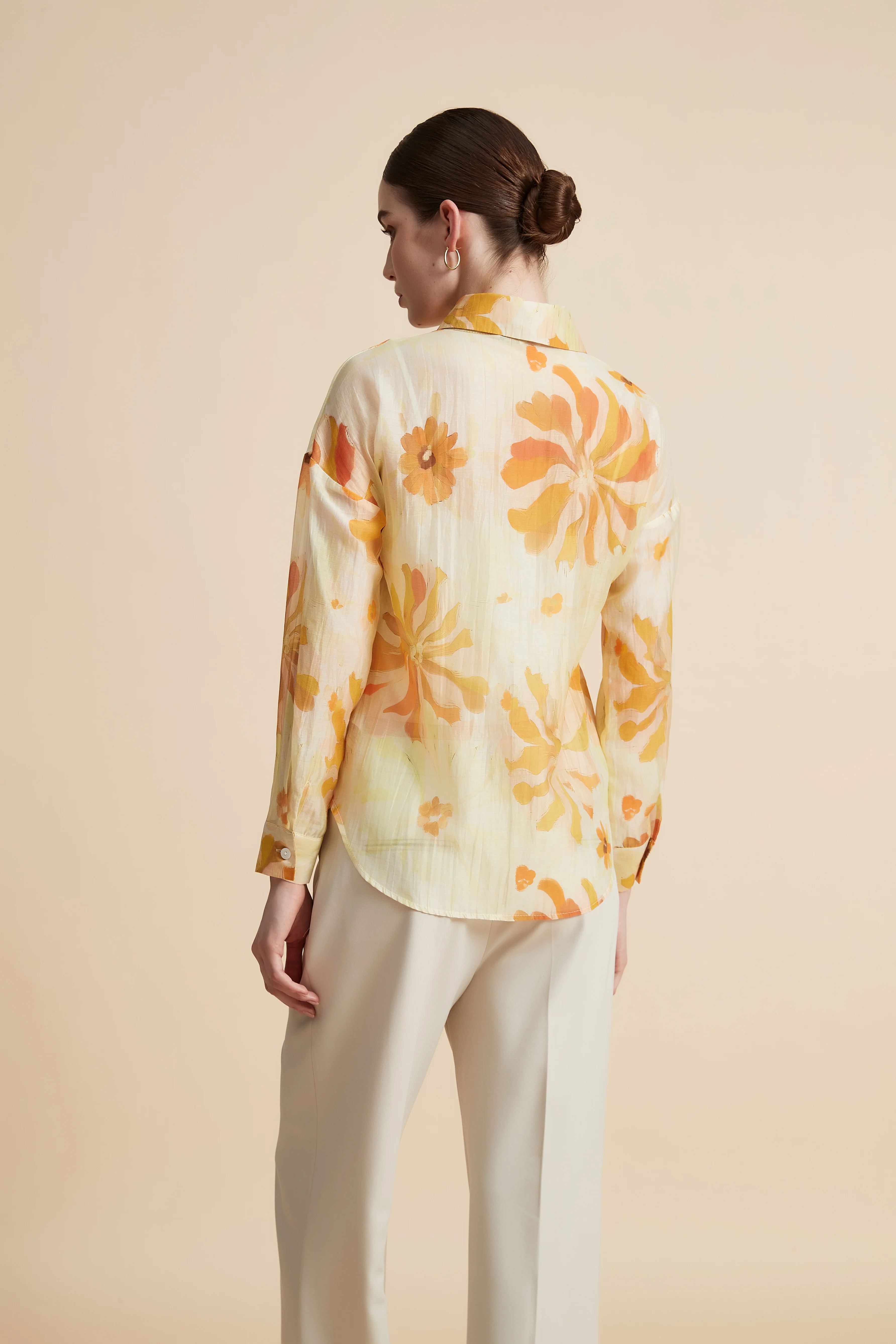 Women's Printed Blouse with Shirt Collar - Image 6
