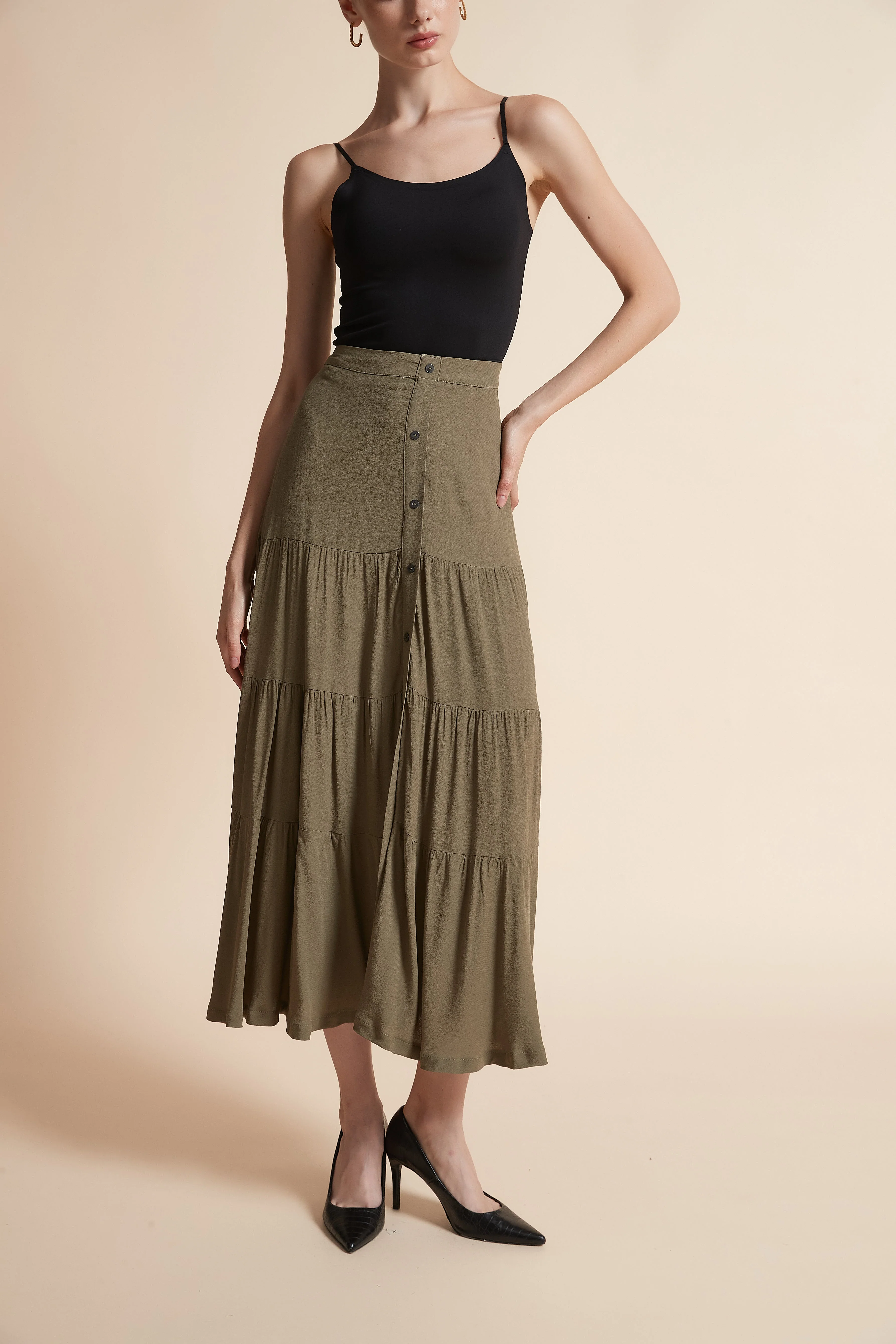 Long Button-Front Skirt - Image 13