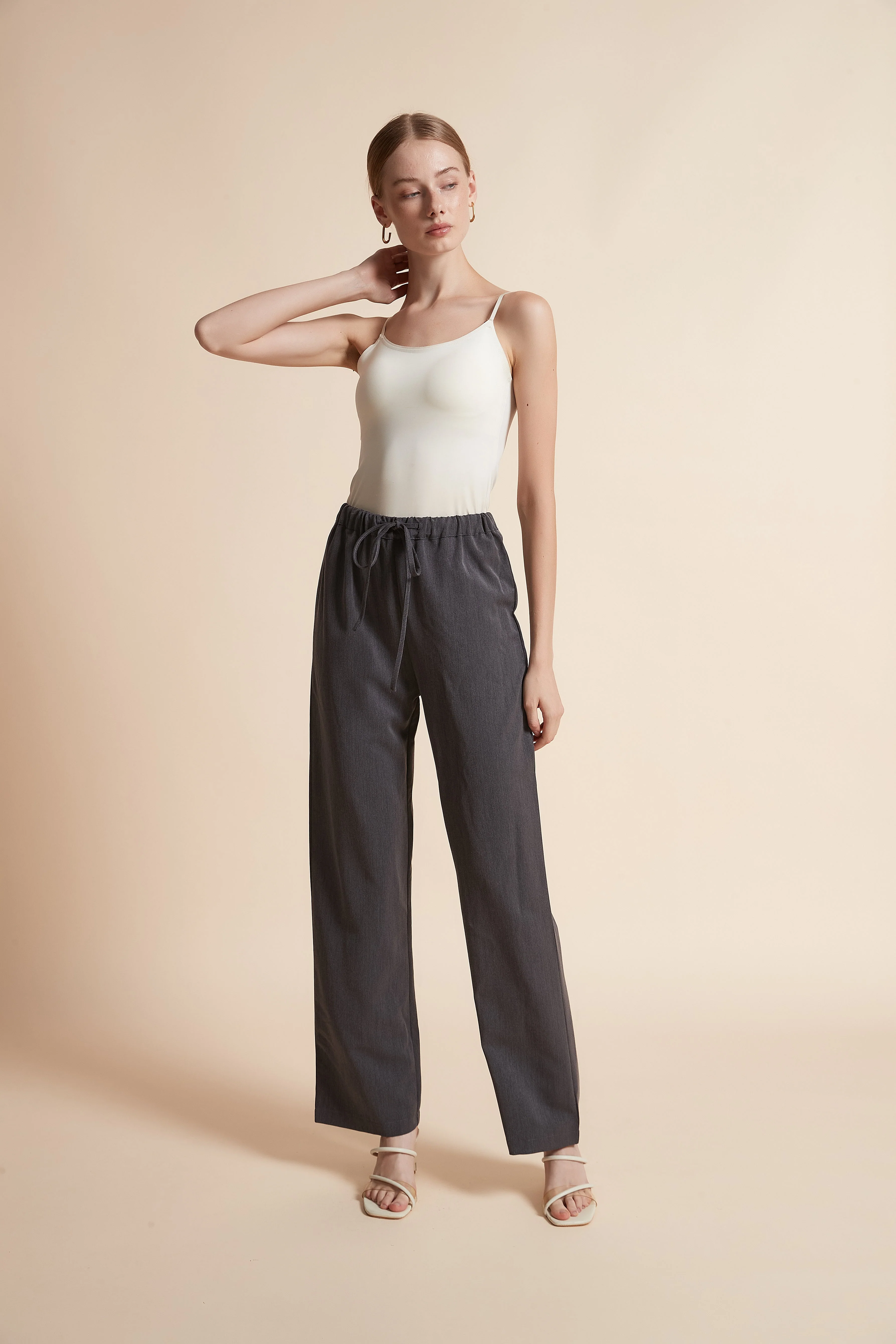 Solid High-Waist Pants - Image 4
