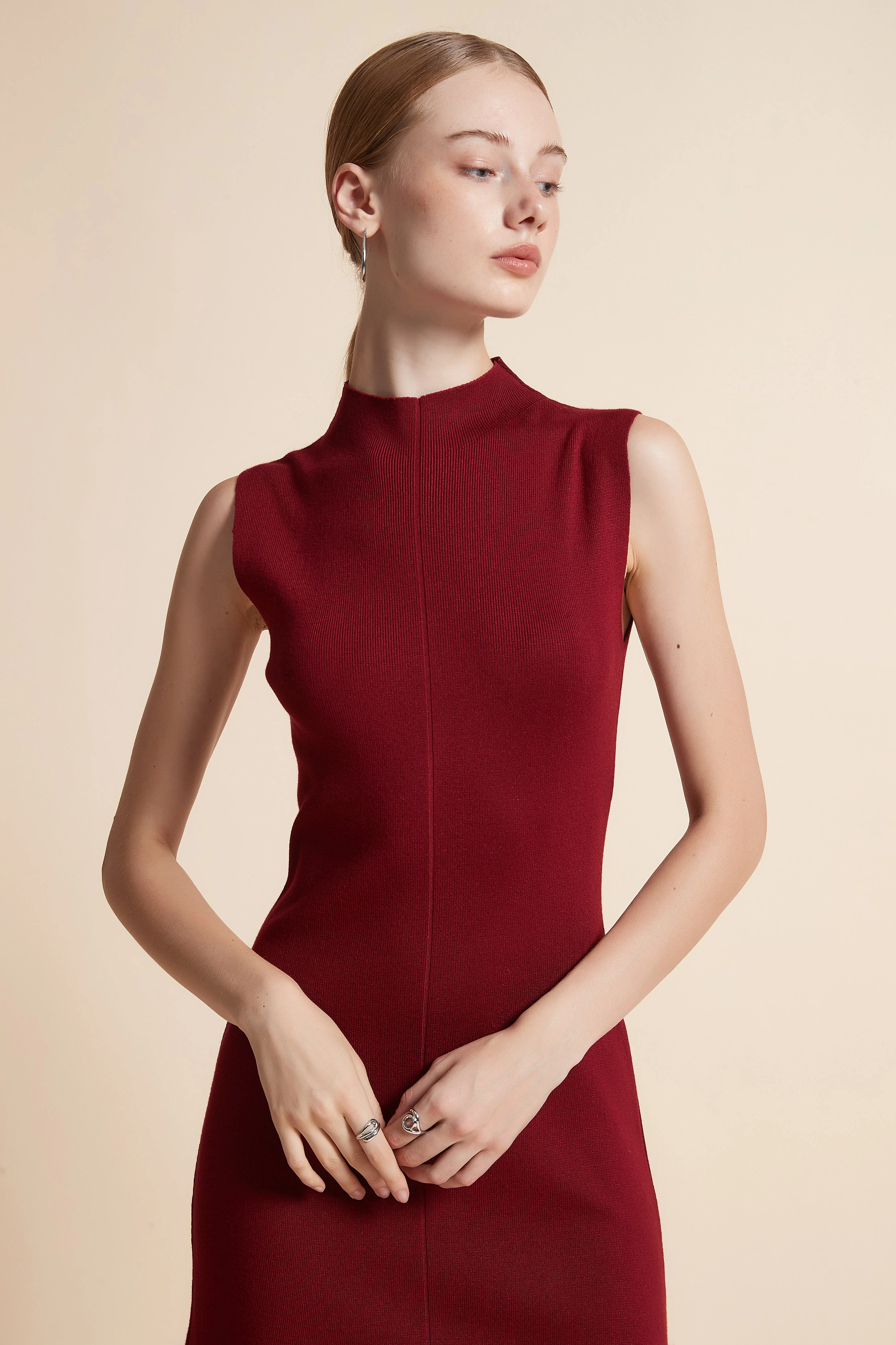 Solid Sleeveless Midi Dress - Image 6