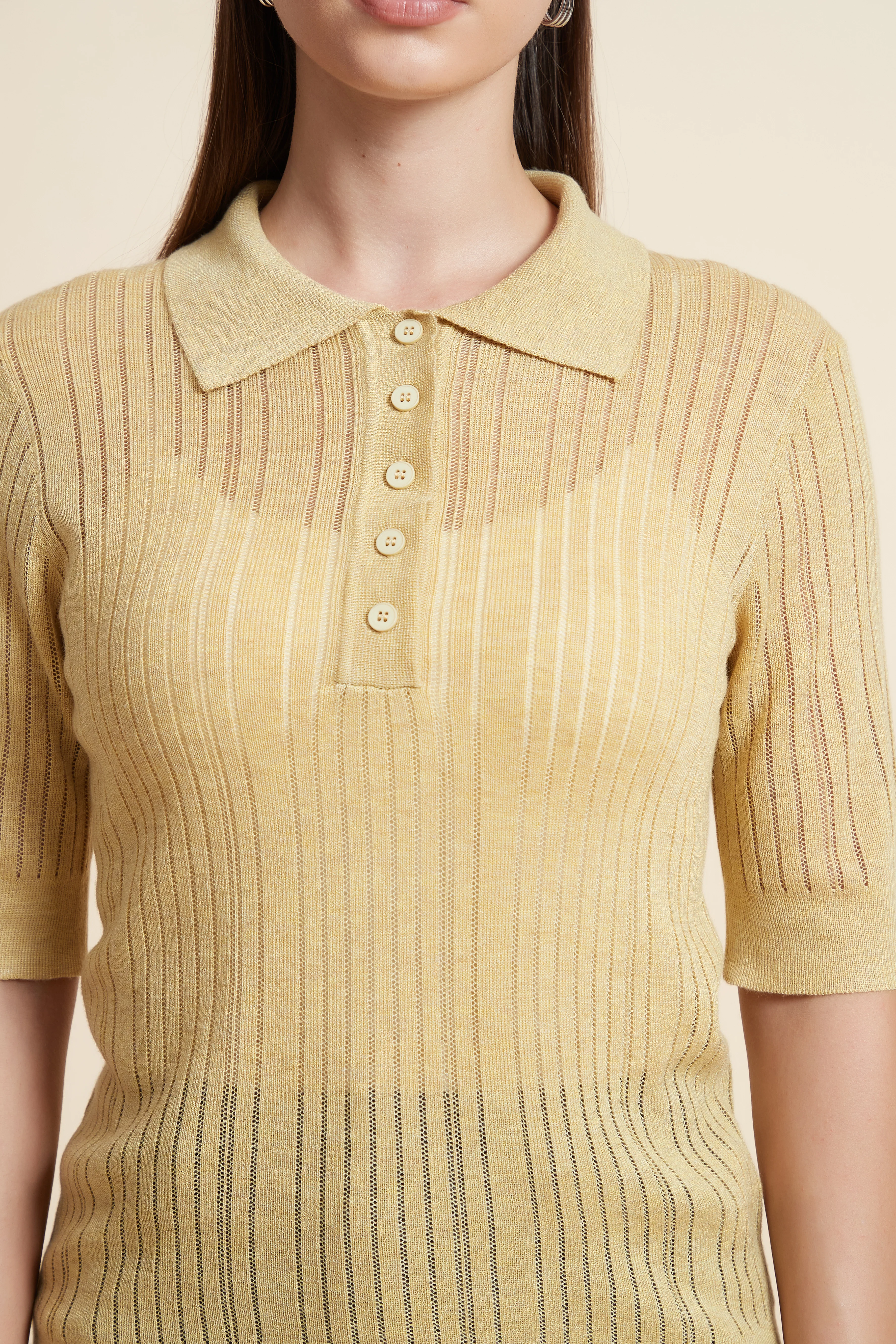 Plain Half-Sleeved Blouse With A Shirt Collar - Image 19