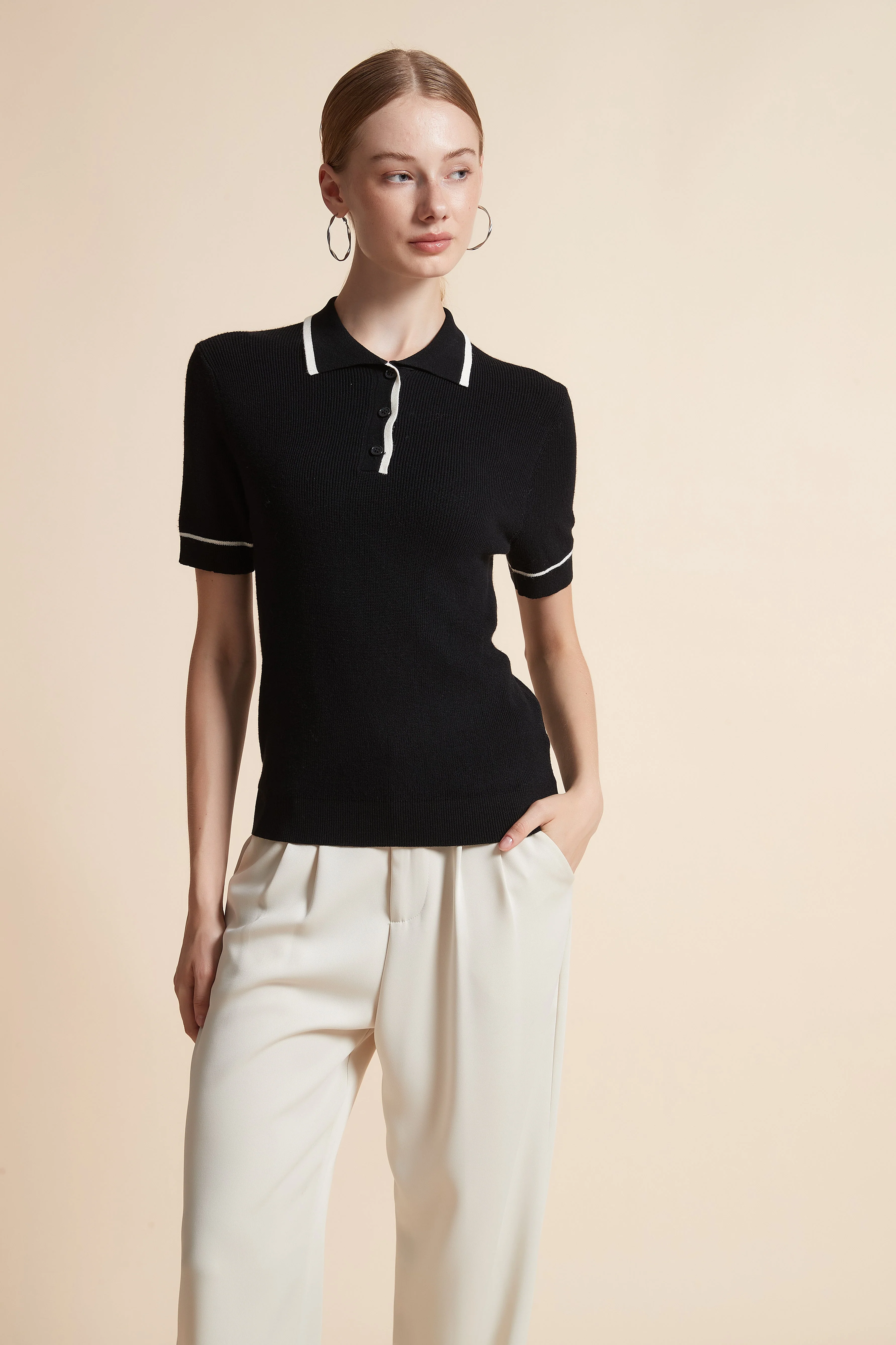 Woven Polo Top with Buttons - Image 13
