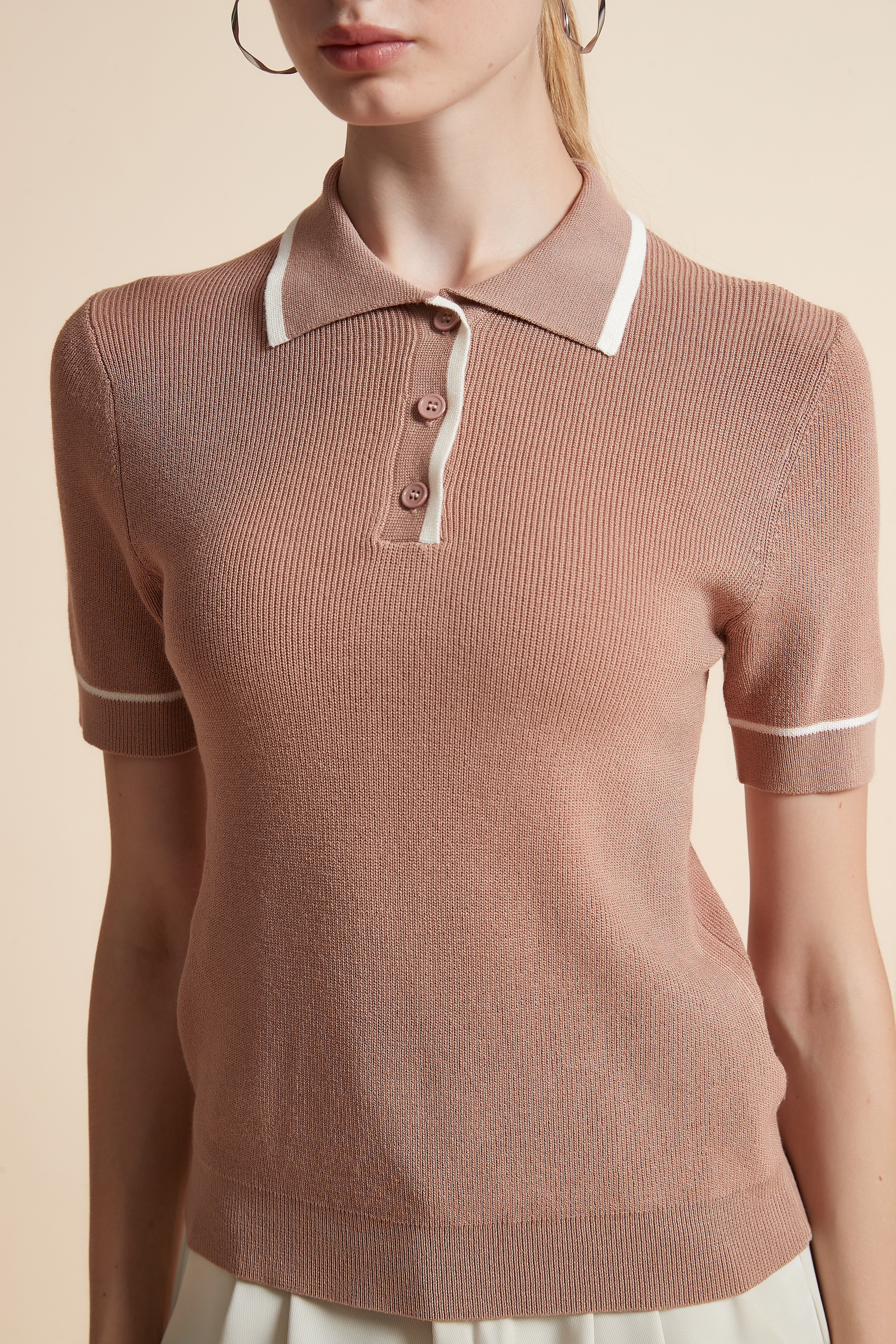 Woven Polo Top with Buttons - Image 4