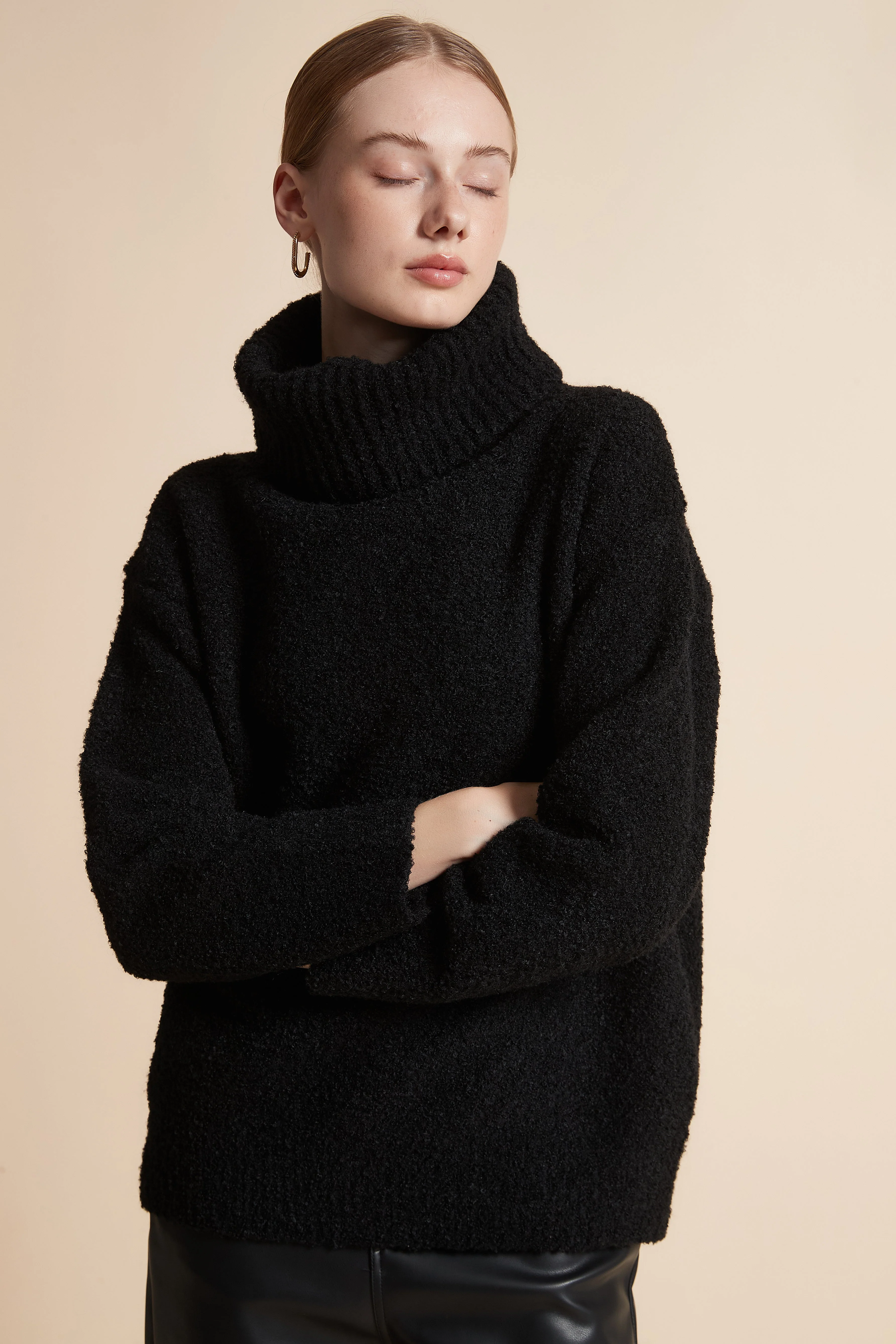 Oversized Solid Long-Sleeve Top - Image 14