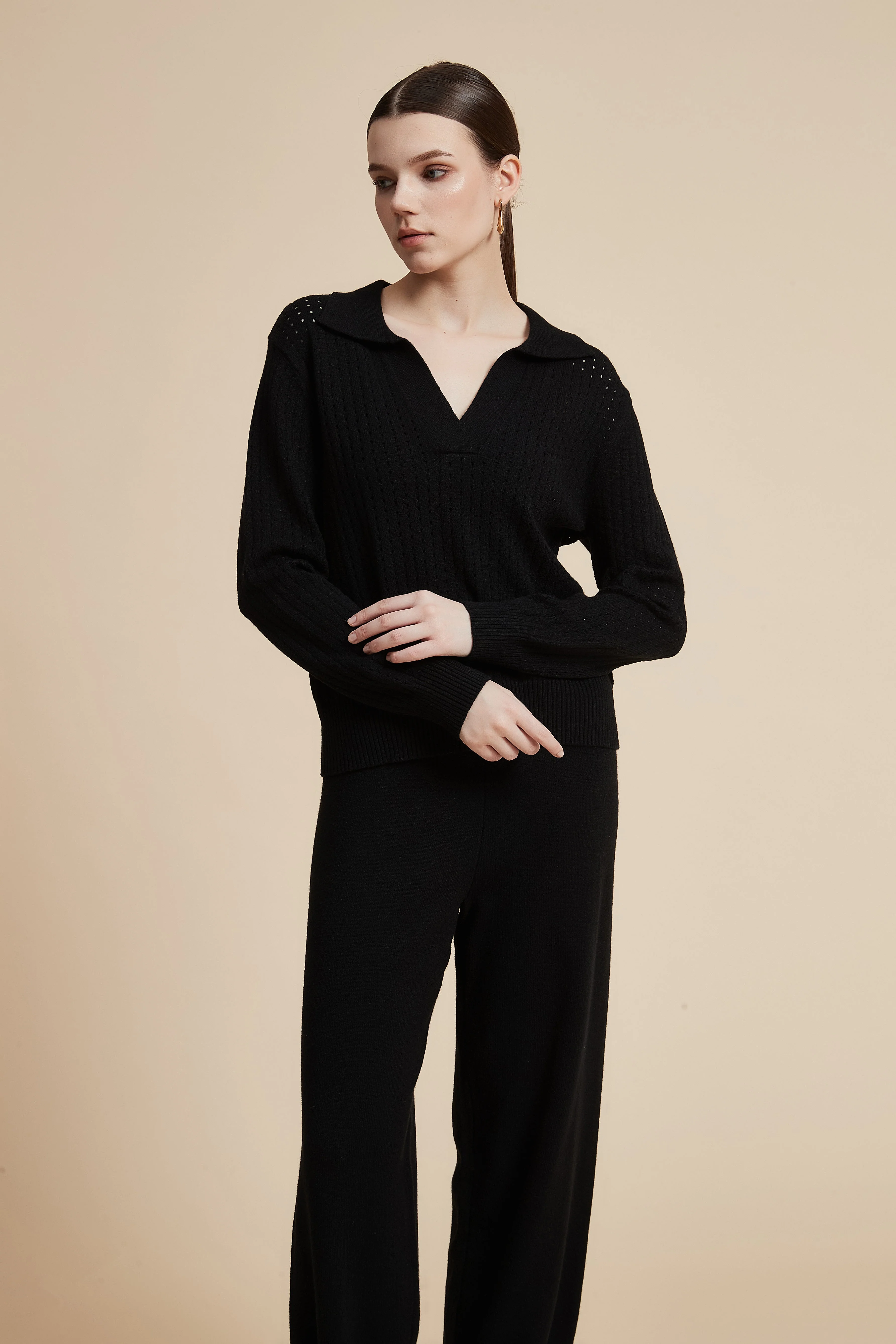 Solid Long Sleeve Lace Blouse - Image 13