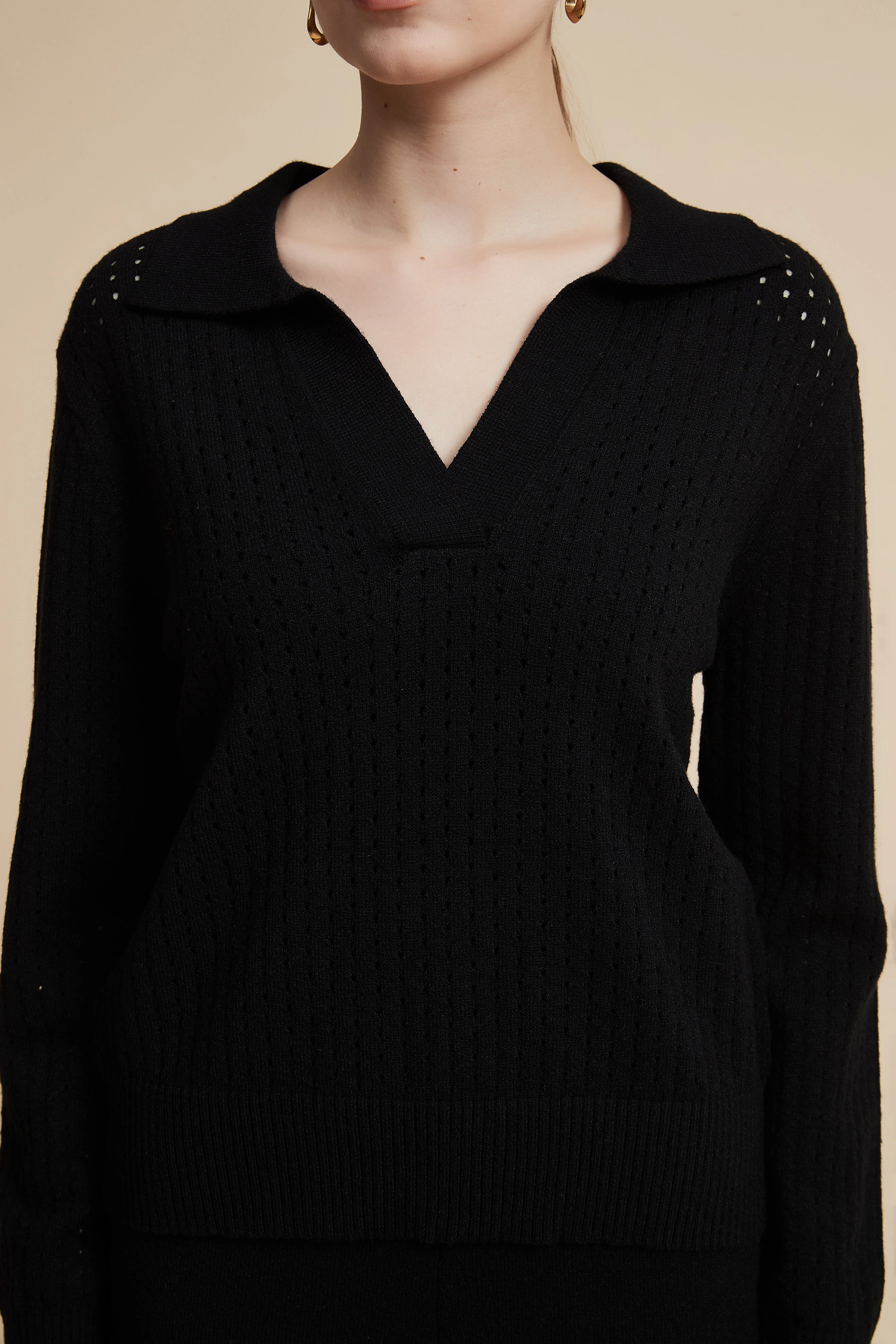 Solid Long Sleeve Lace Blouse - Image 15