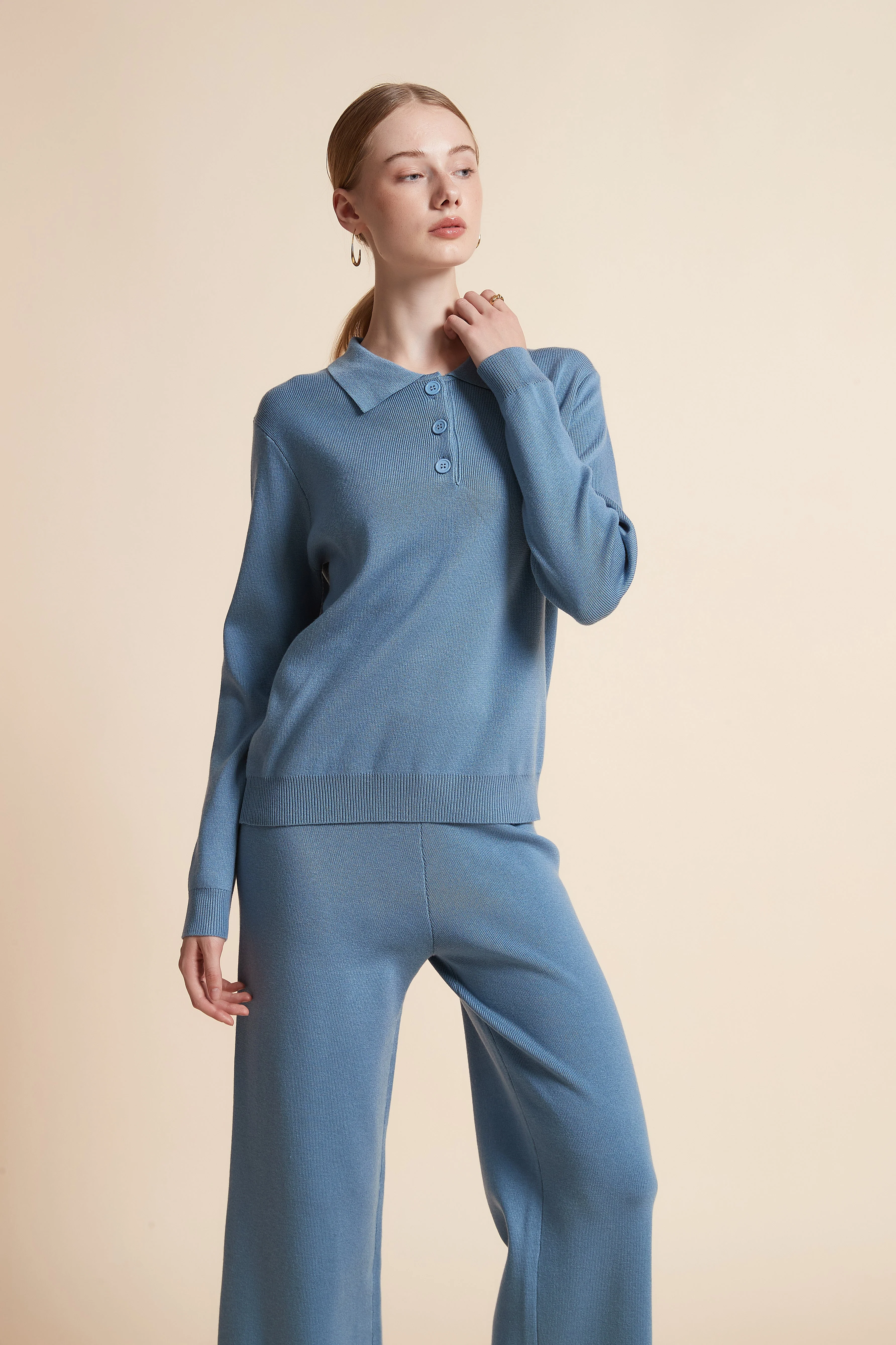 Knitted Polo Long-Sleeve Top - Image 2