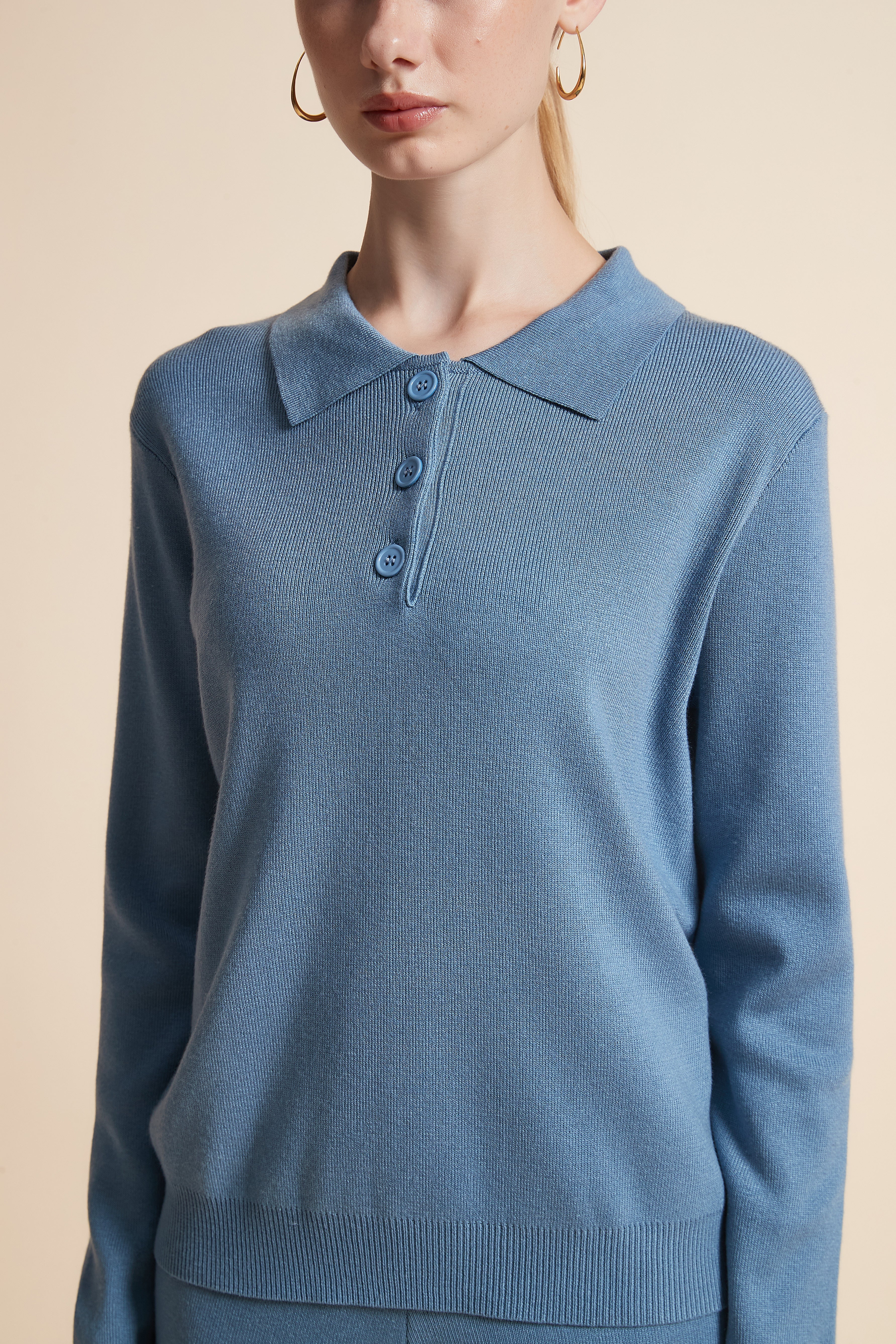 Knitted Polo Long-Sleeve Top - Image 6