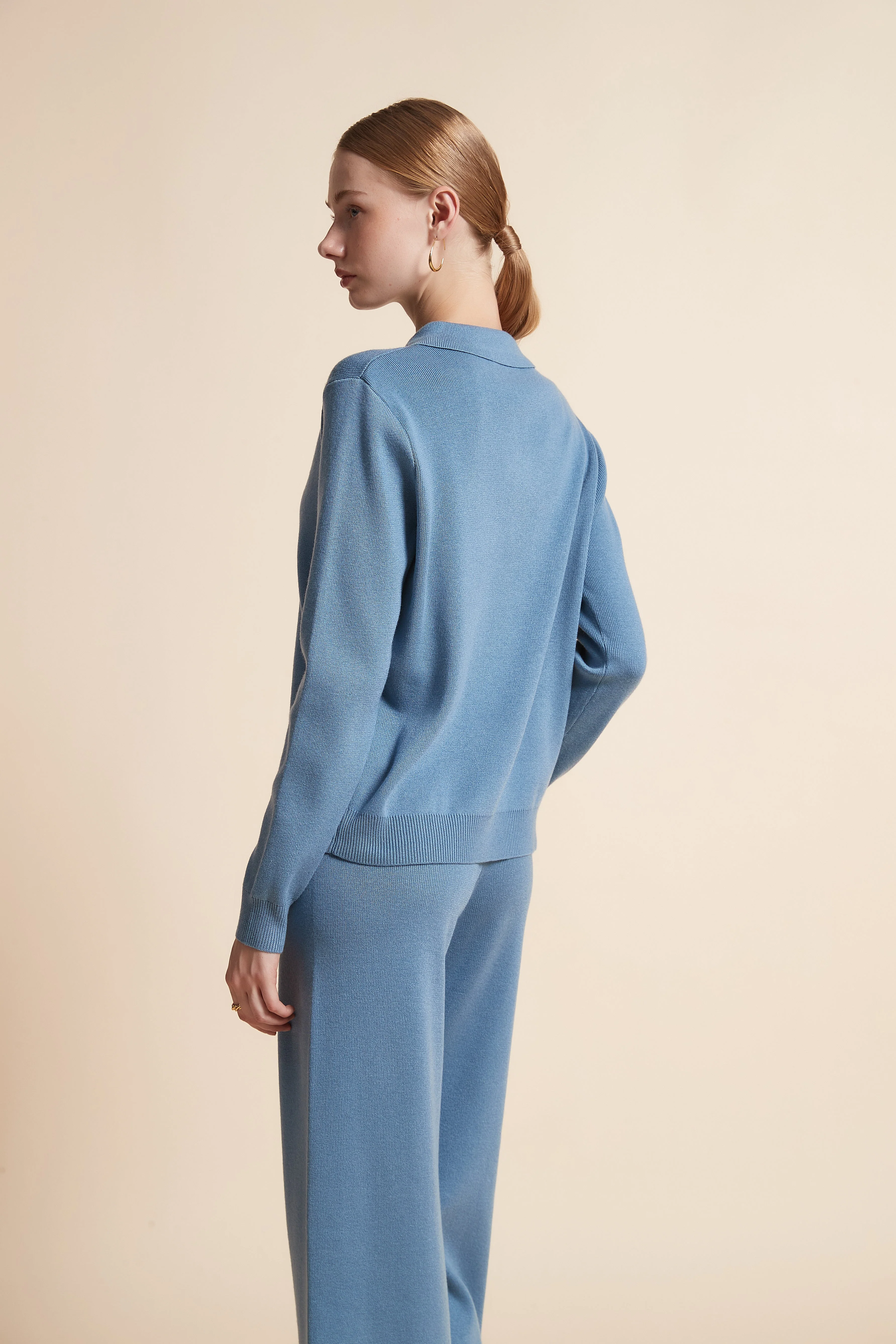Knitted Polo Long-Sleeve Top - Image 8