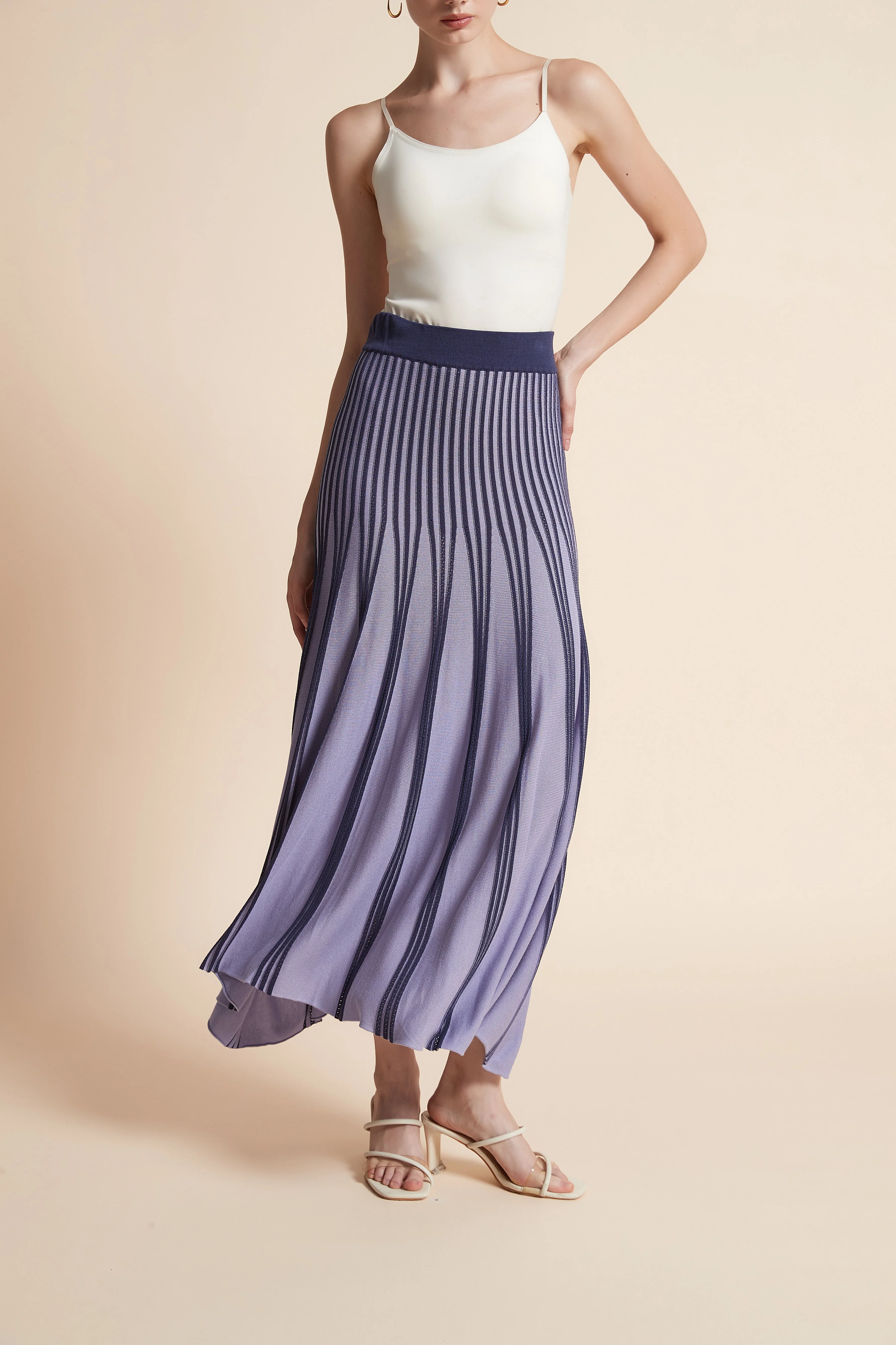 Striped Ribbed Maxi Skirt - Image 3