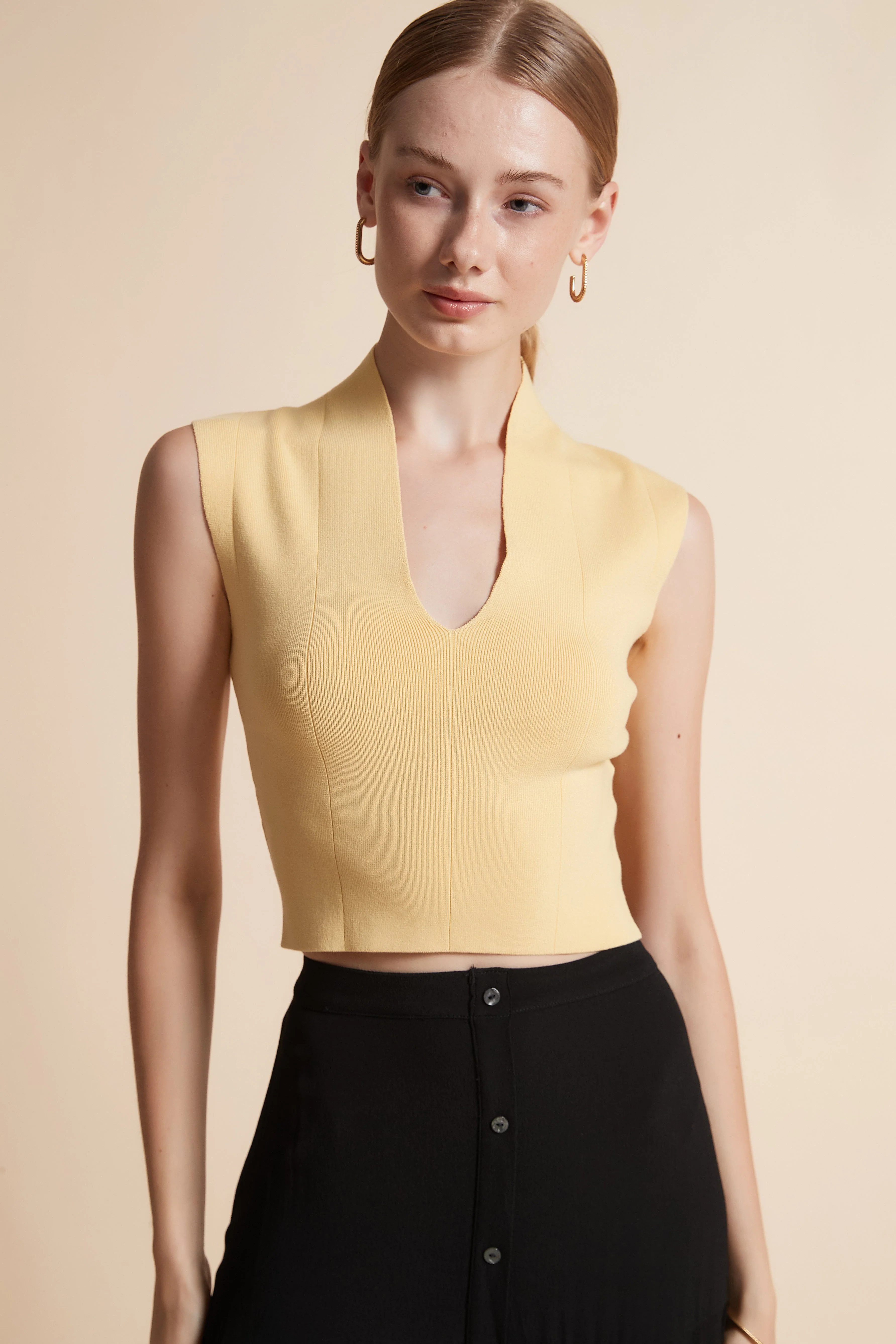 Ribbed Sleeveless V-Neck Top - Image 11