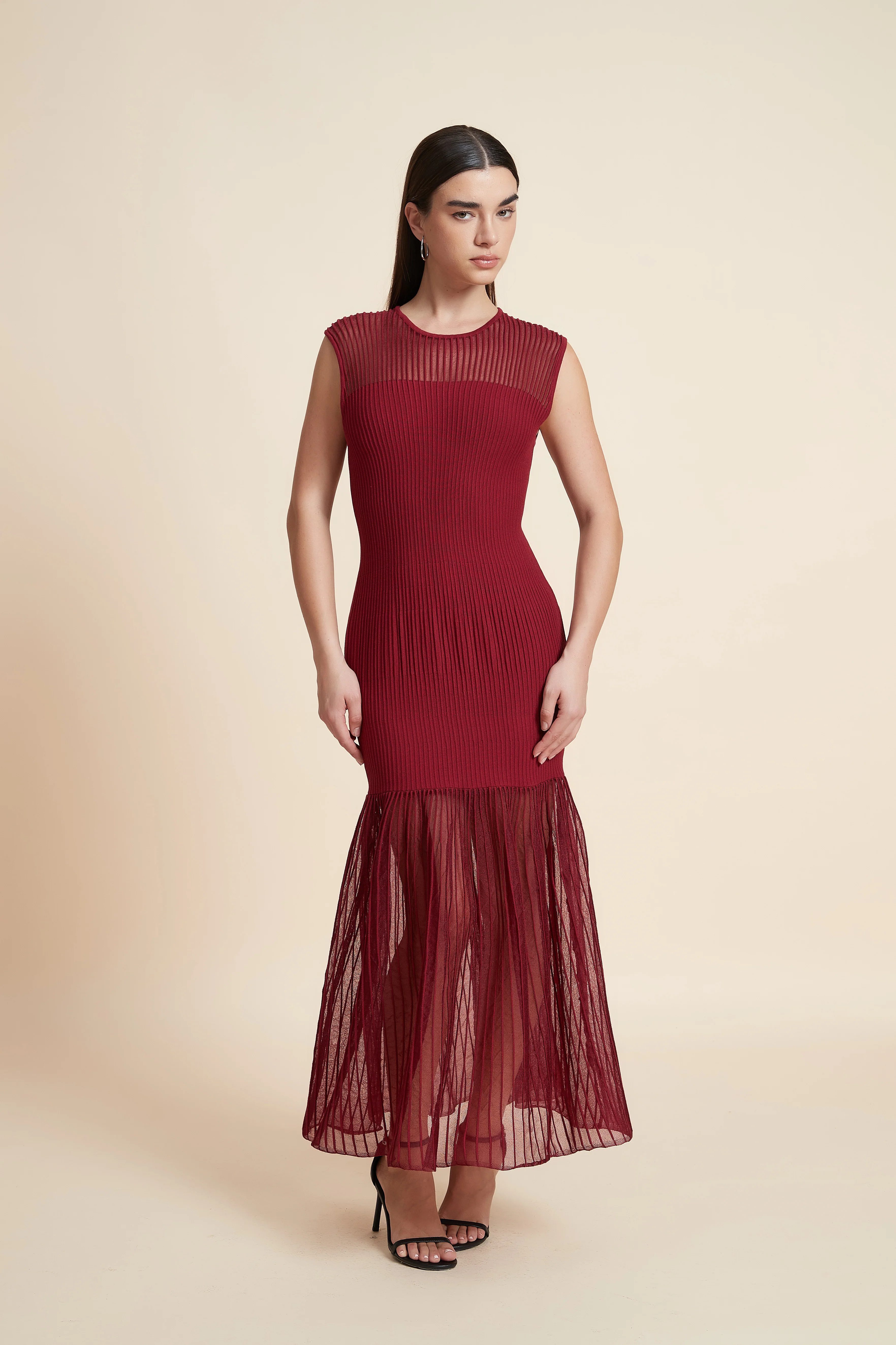 Plain Sleeveless Midi Dress