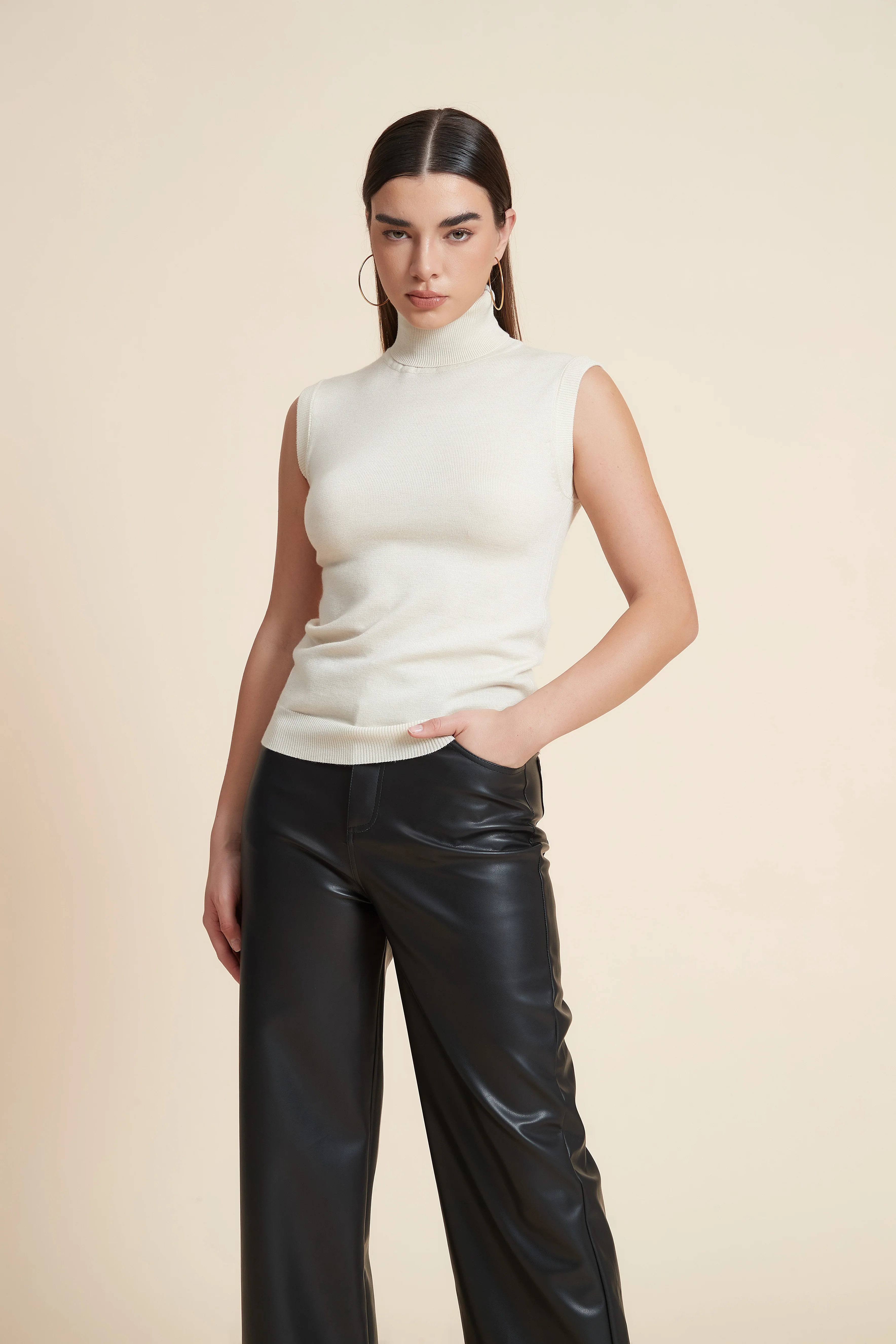 High Neck Sleeveless Blouse - Image 3