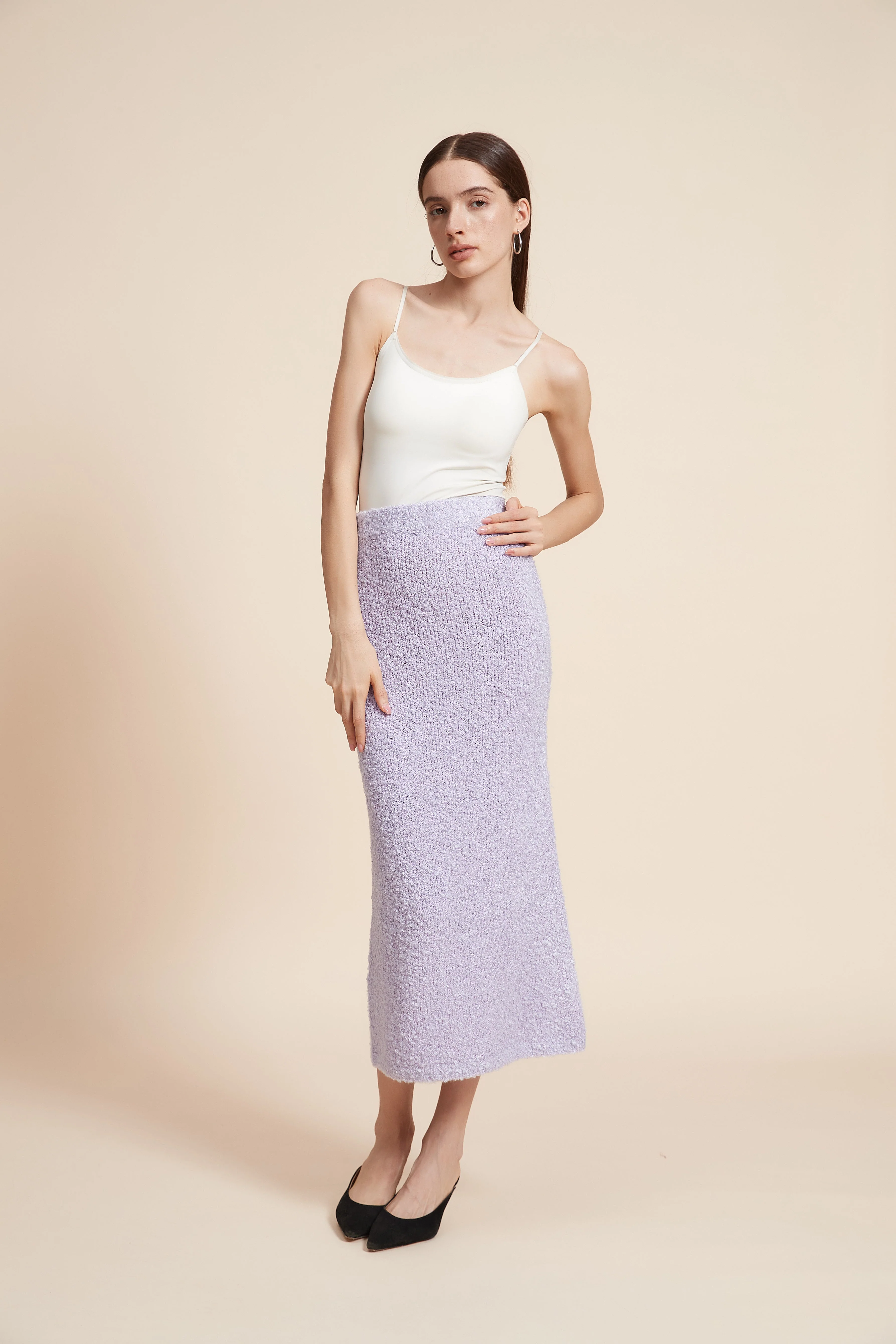Plain Knit Midi Skirt