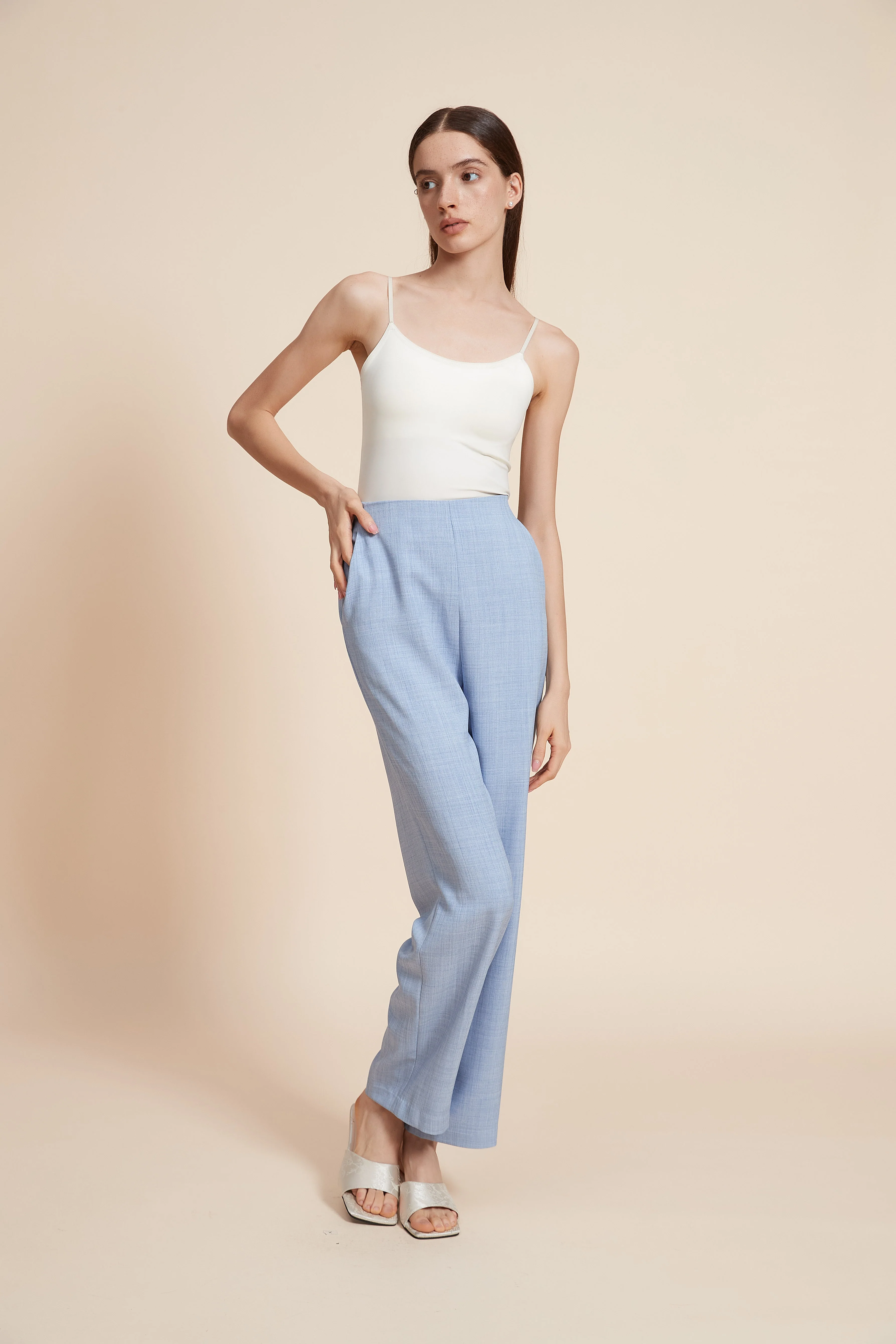 Plain Long Fabric Pants - Image 2