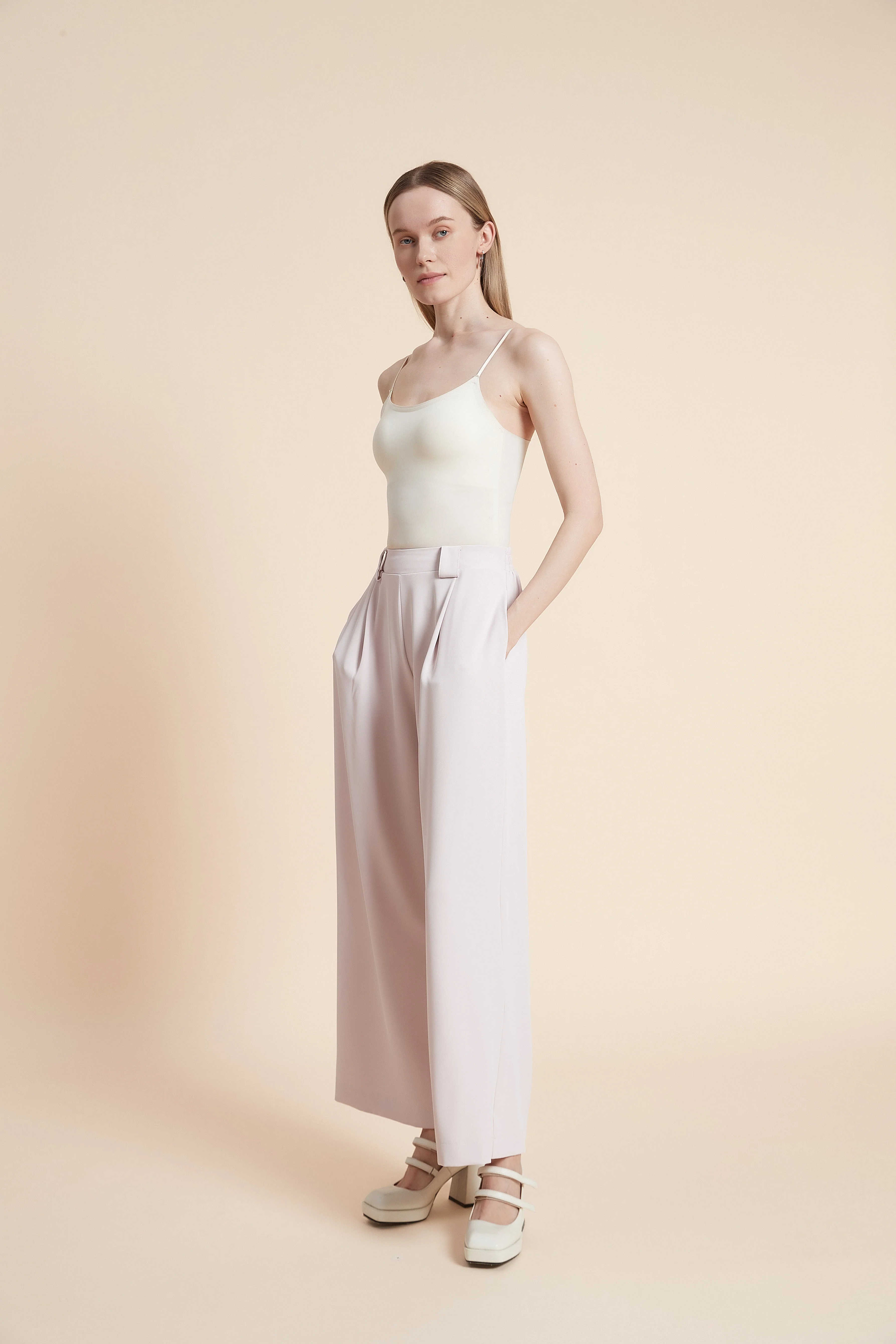 Plain Wide-leg Trousers - Image 13