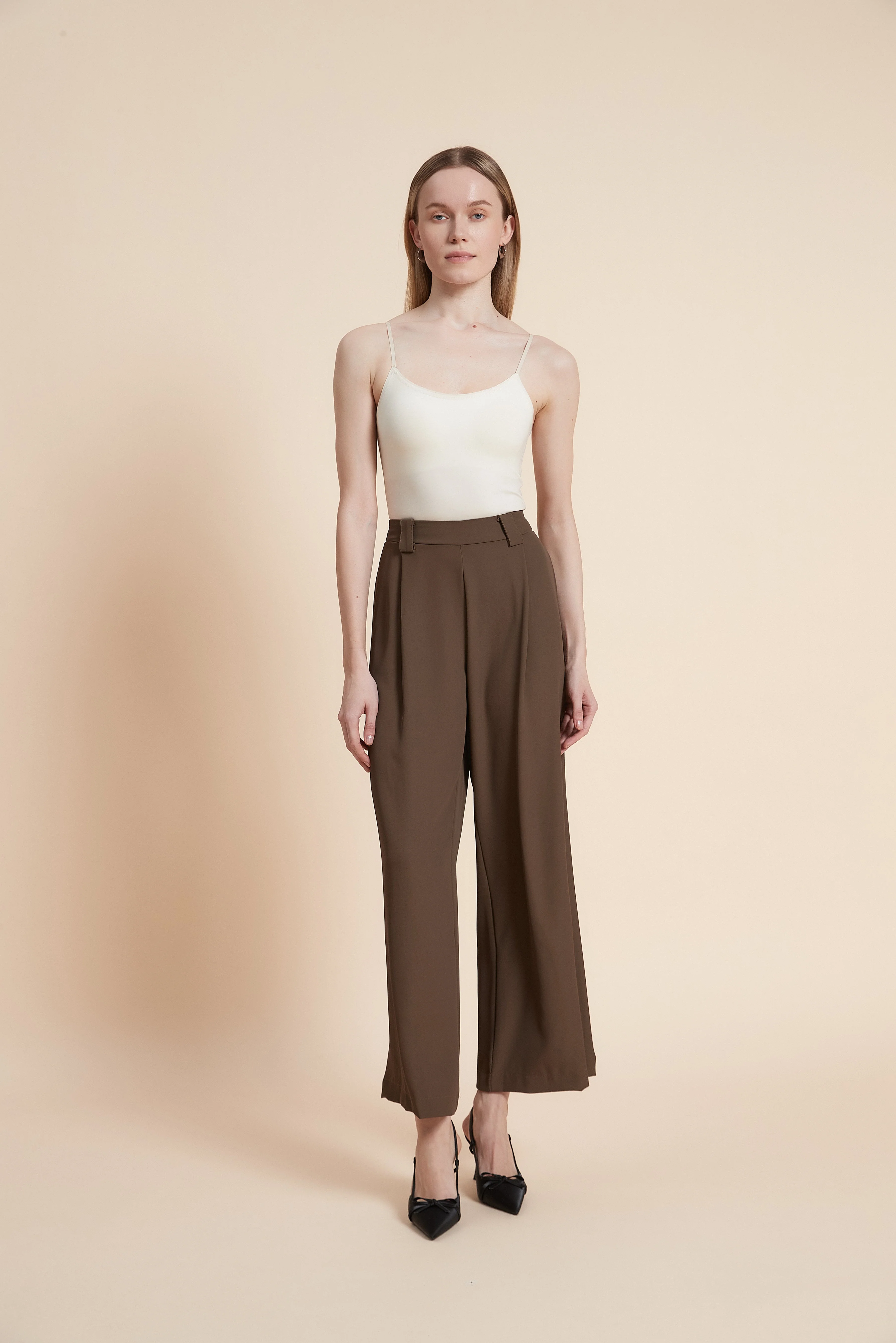 Plain Wide-leg Trousers - Image 3