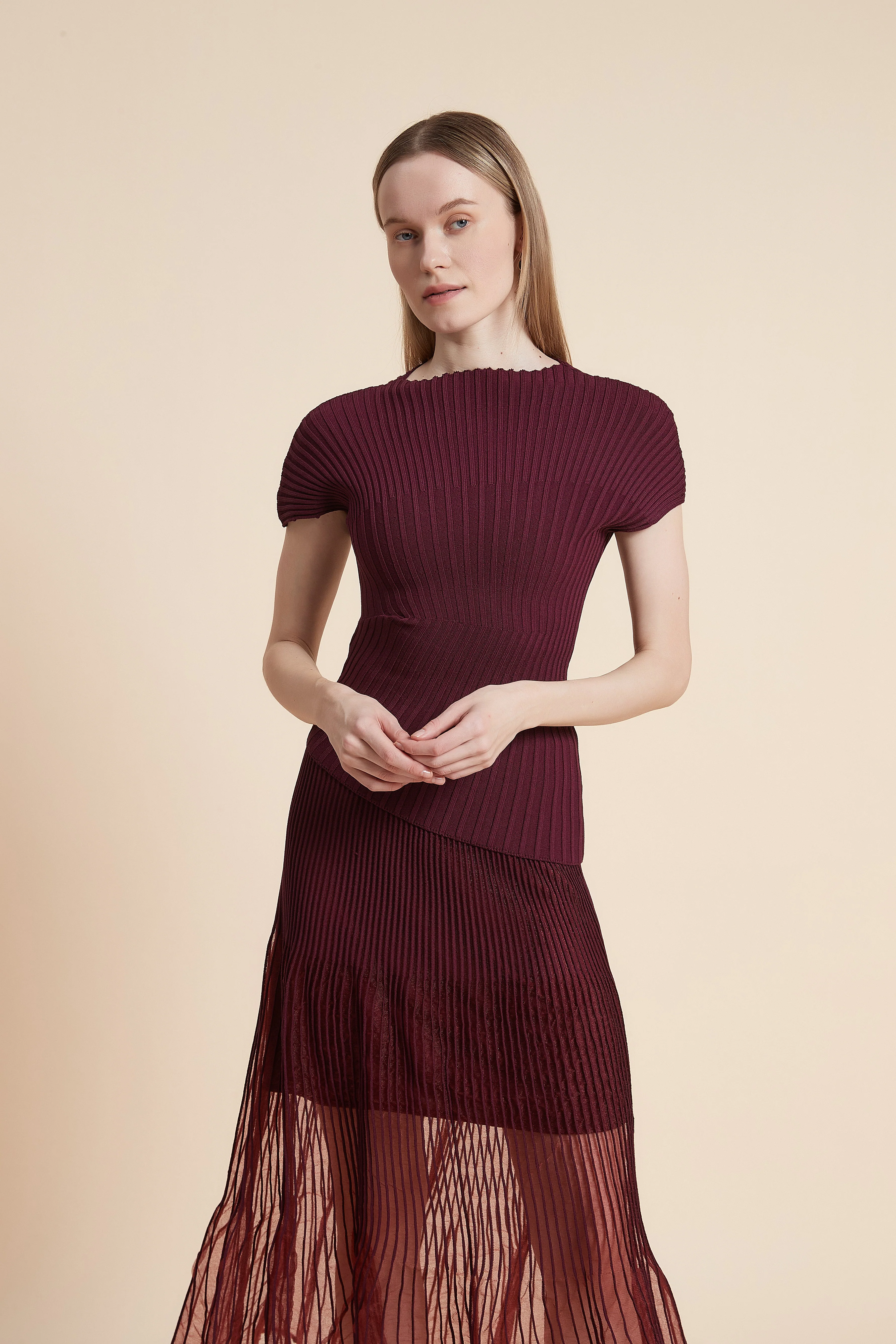 Plain Ribbed Top with Short Sleeves