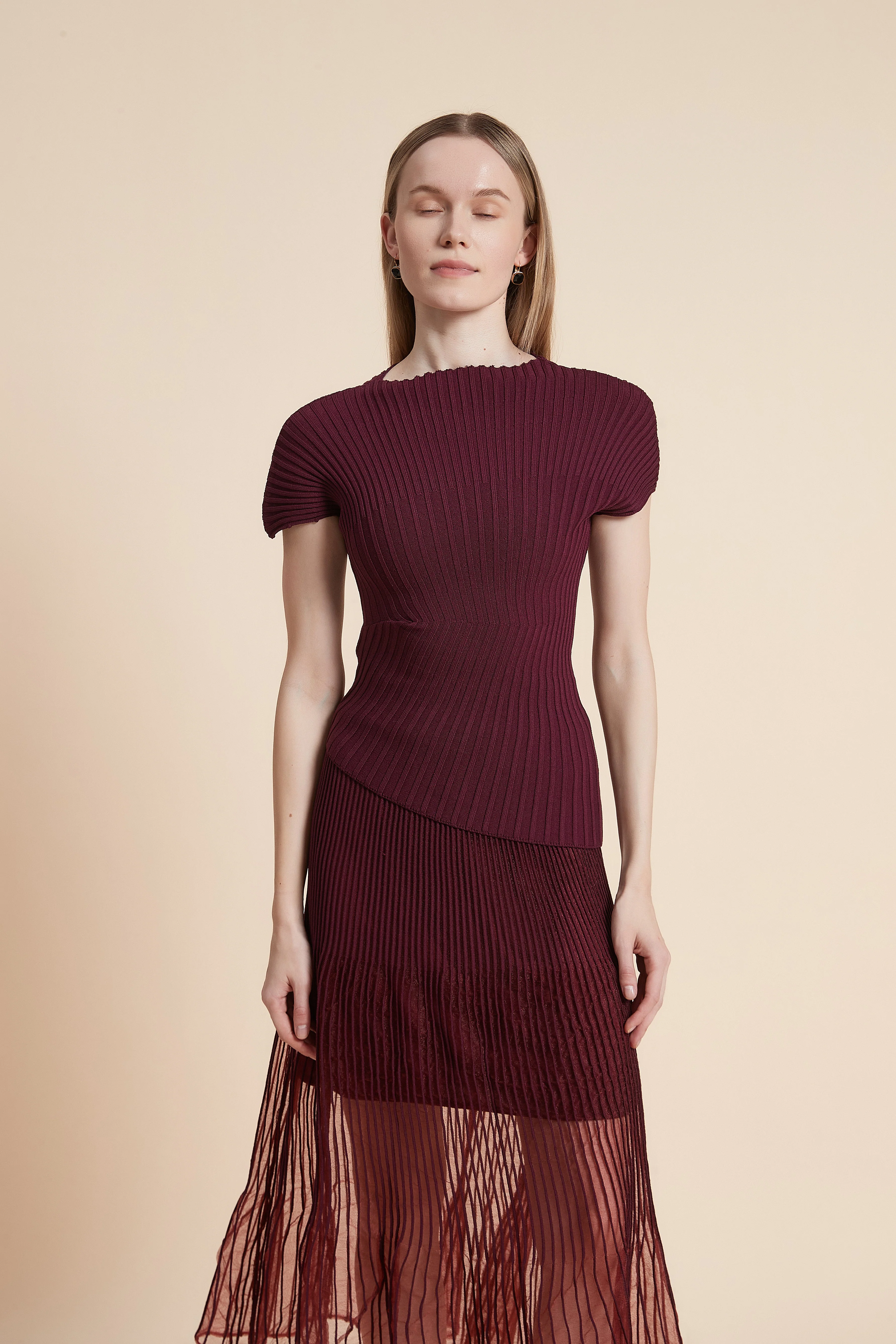 Plain Ribbed Top with Short Sleeves - Image 4