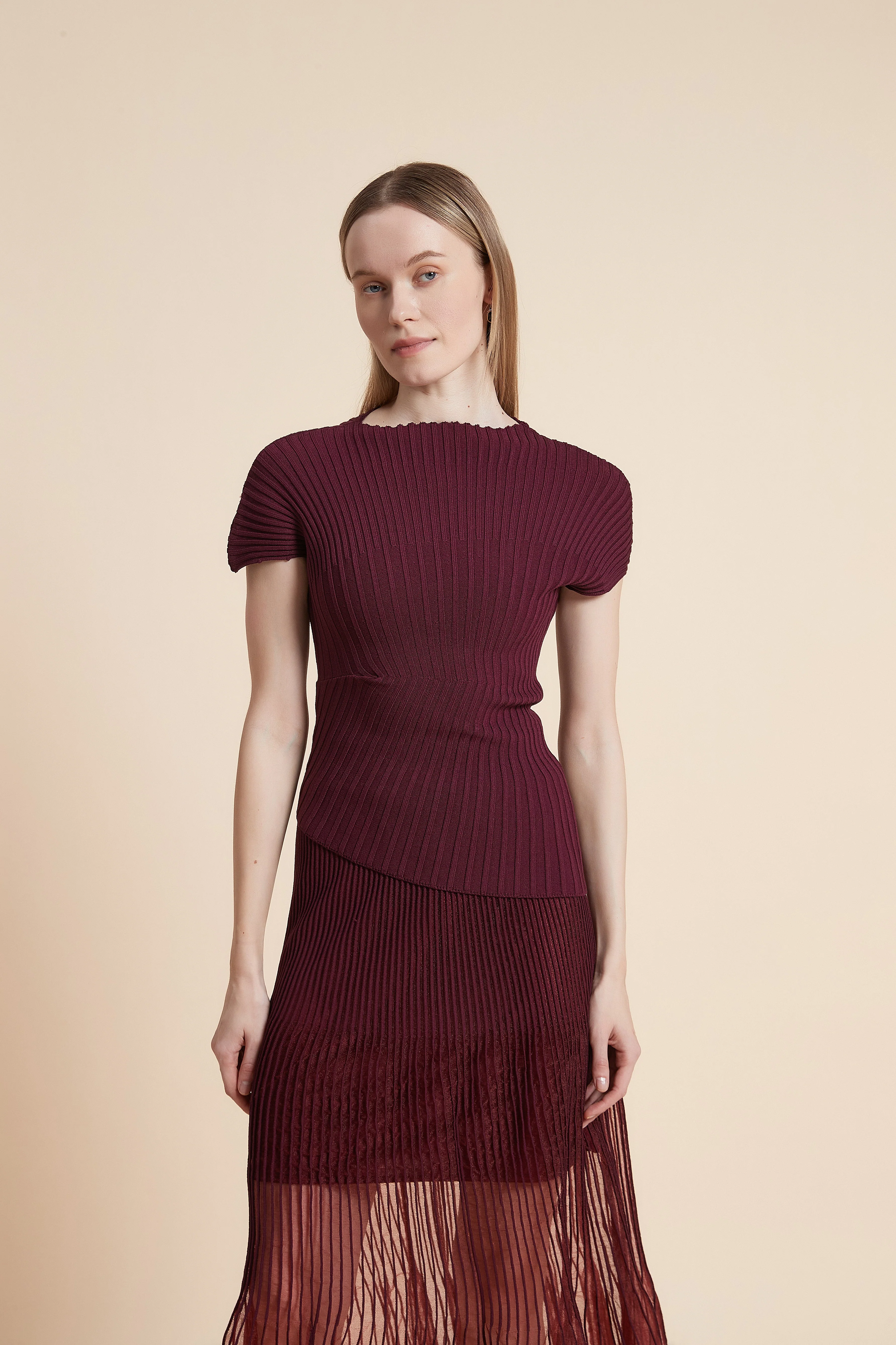Plain Ribbed Top with Short Sleeves - Image 5