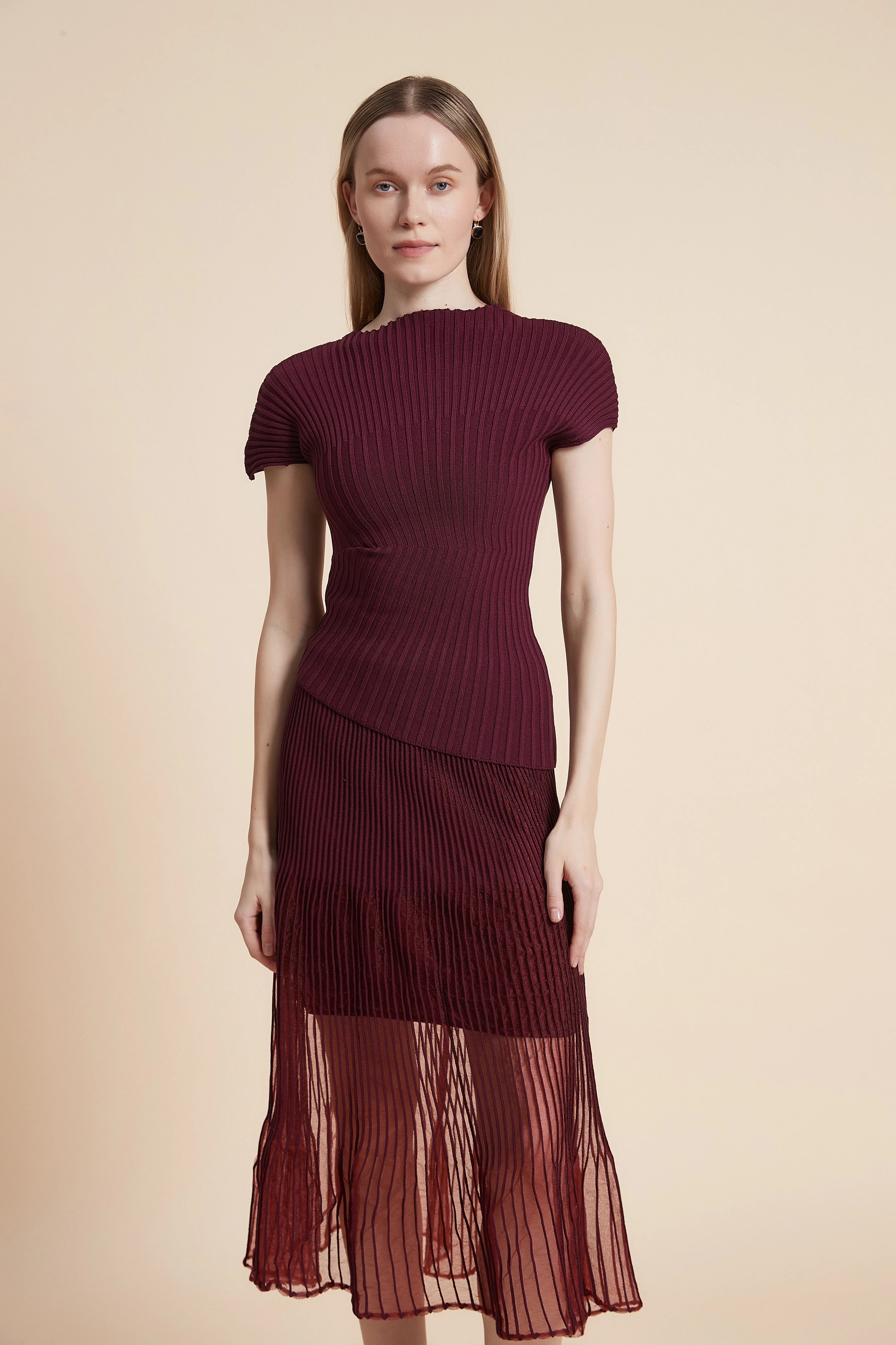 Plain Ribbed Top with Short Sleeves - Image 6
