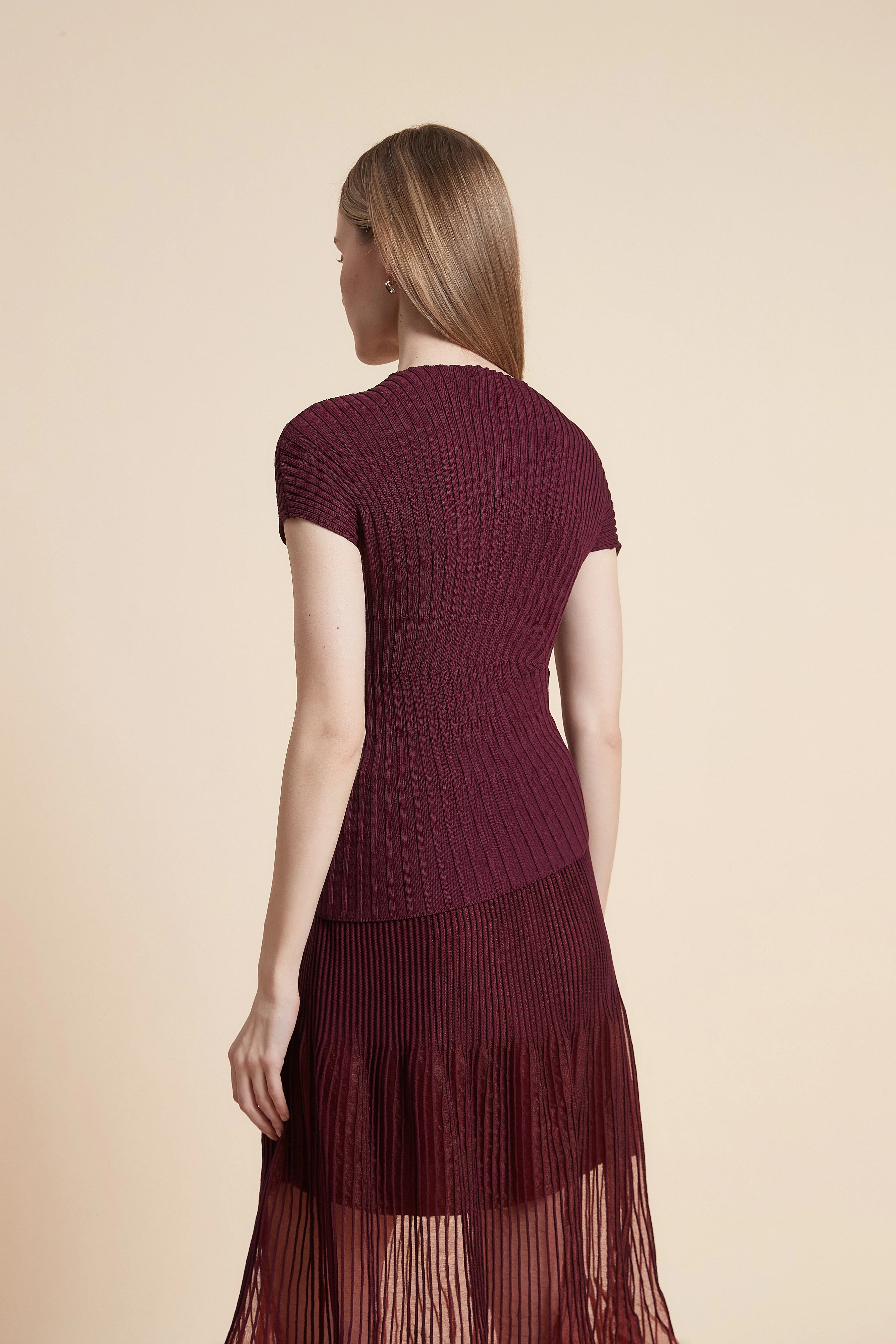 Plain Ribbed Top with Short Sleeves - Image 9