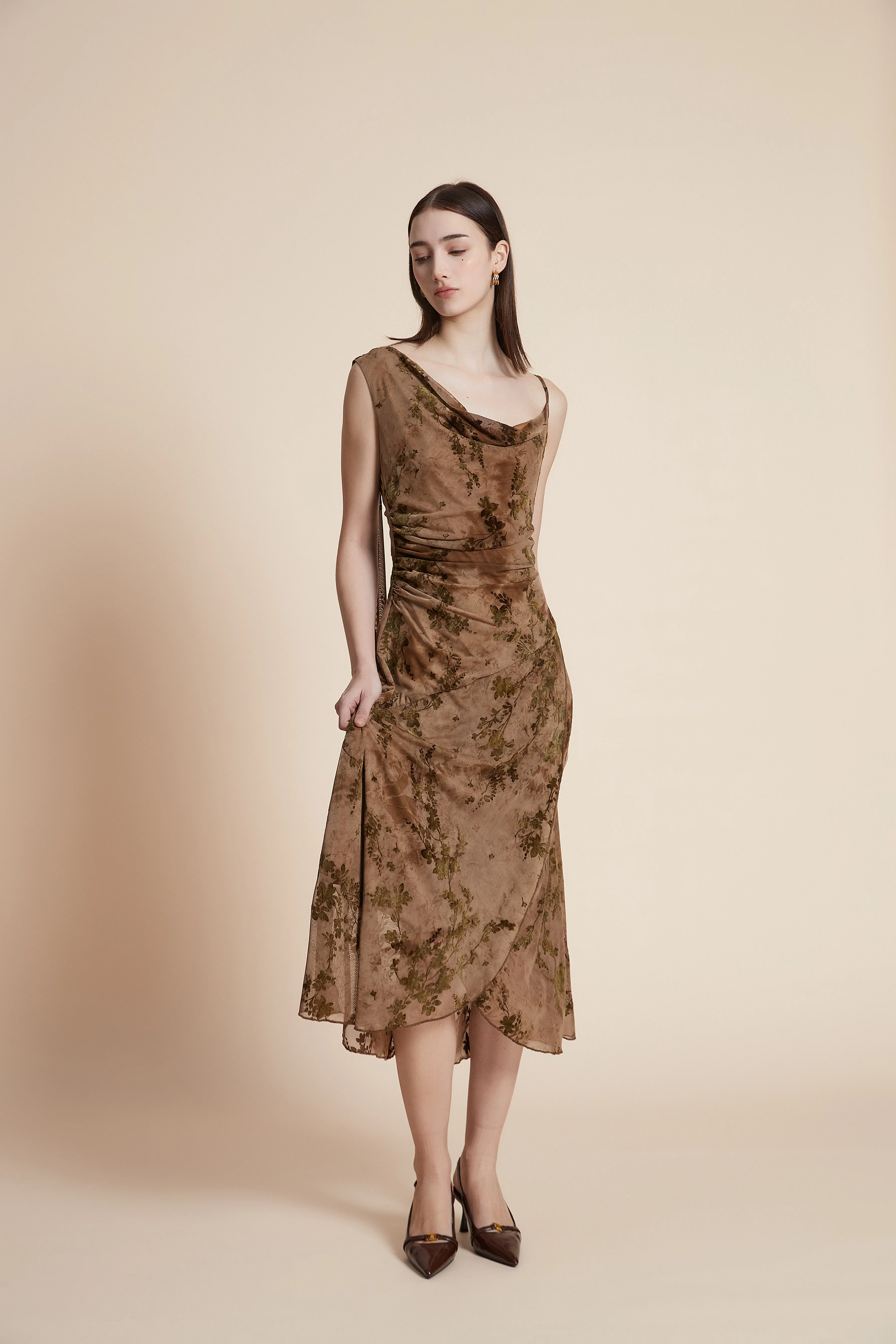 Floral strapless midi dress