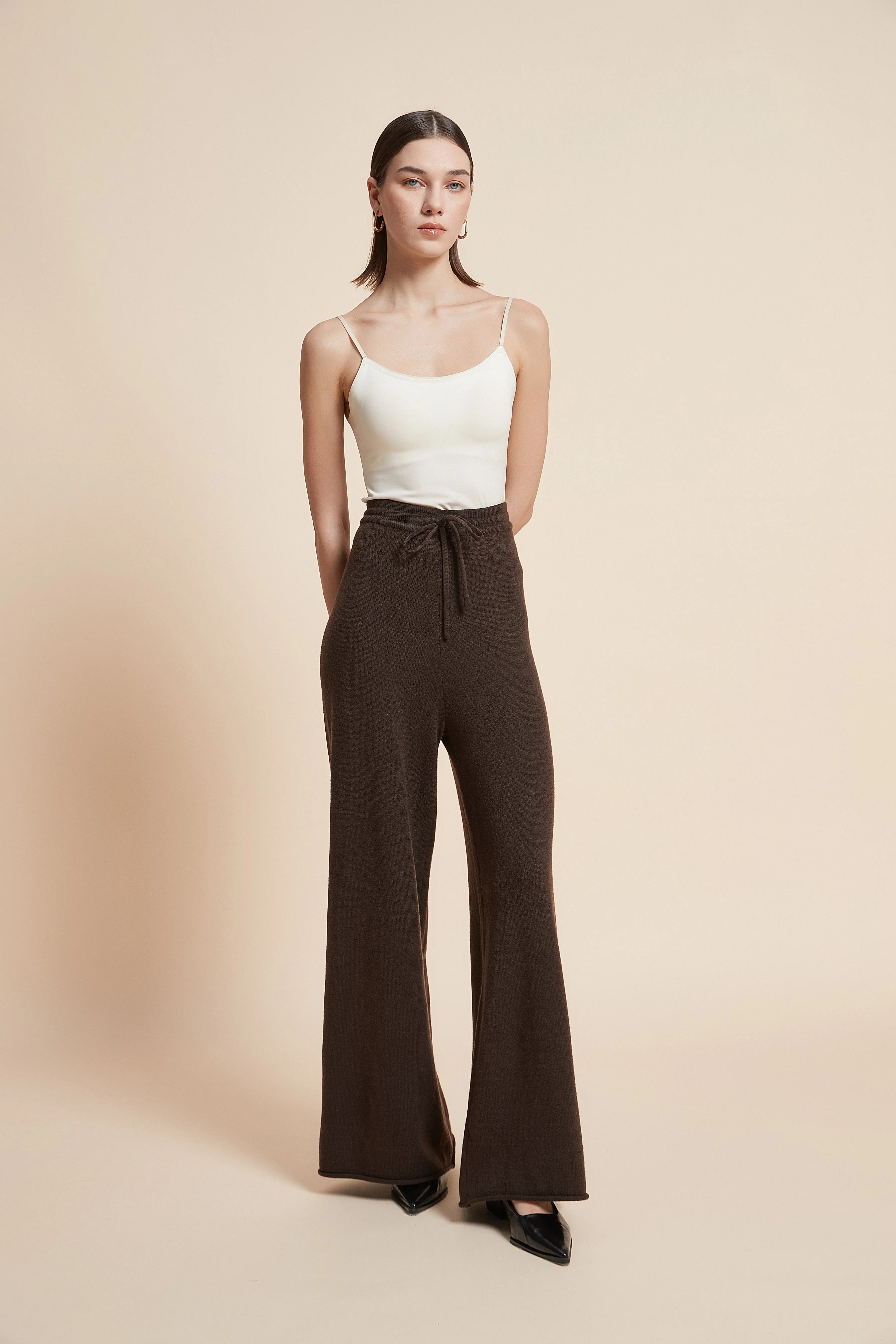 Wide-Leg Solid Long Pants