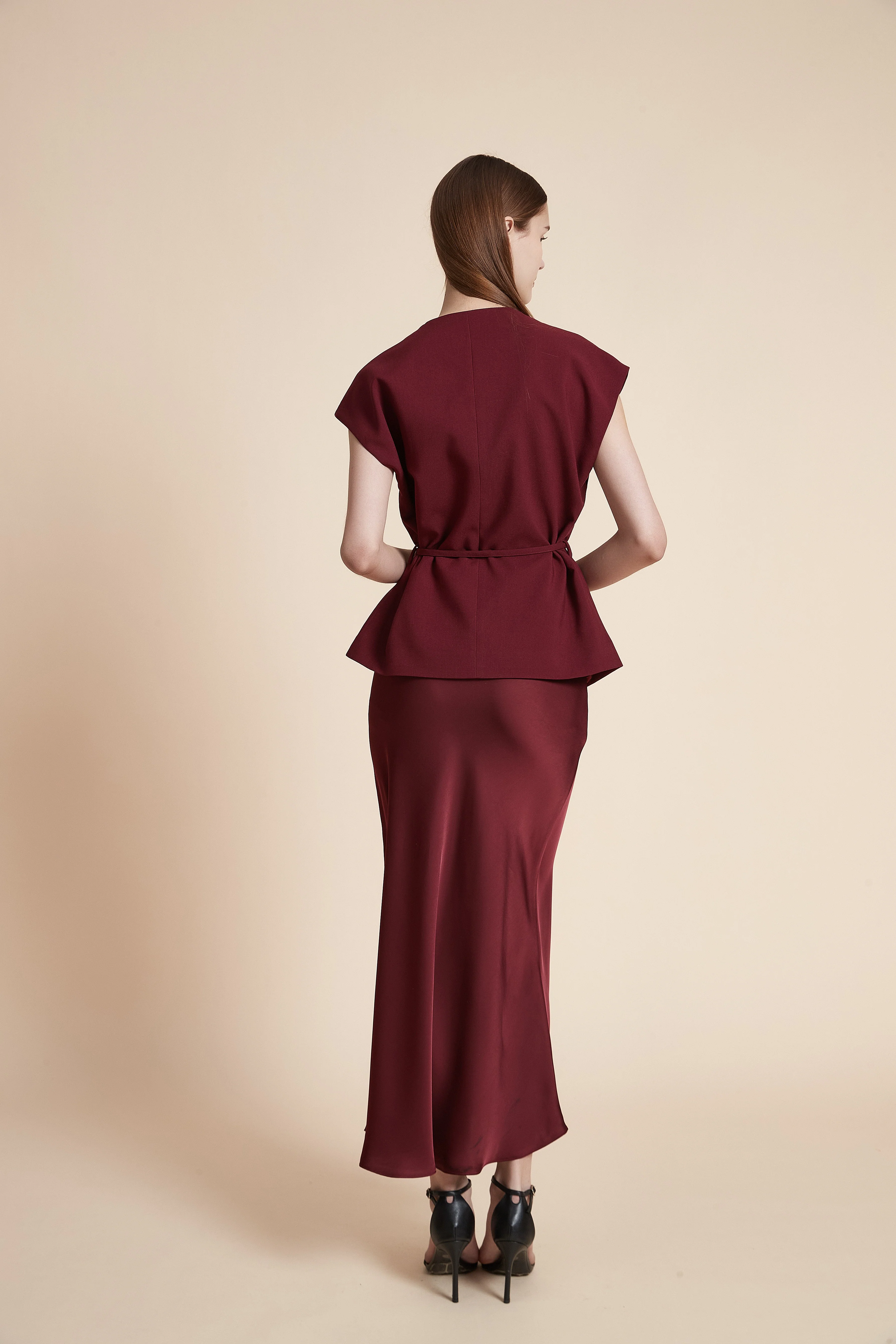 Sleeveless Solid Blouse with Waist Tie - Image 6