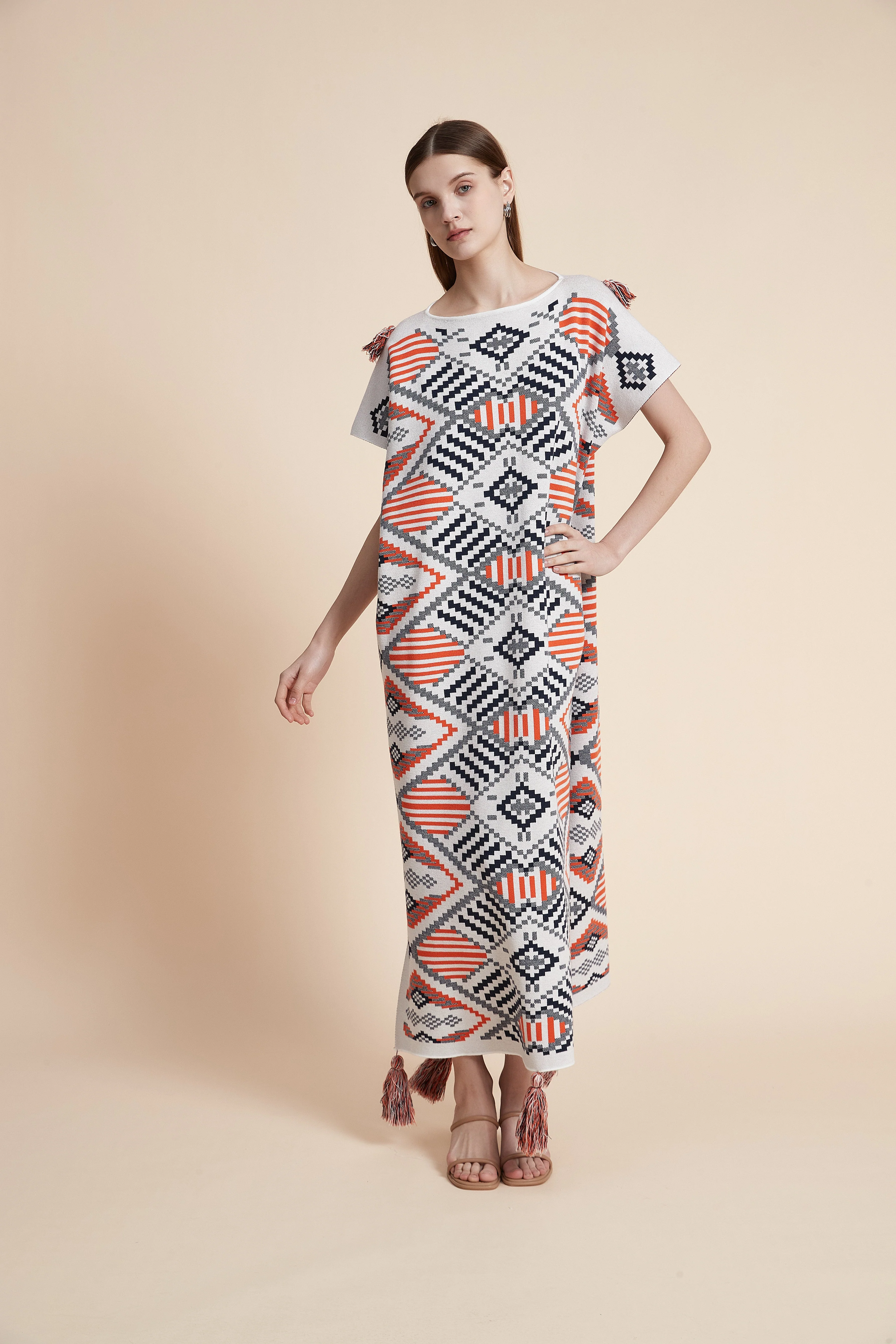 Najd Geo Tassel Knit Kaftan Dress - Image 8