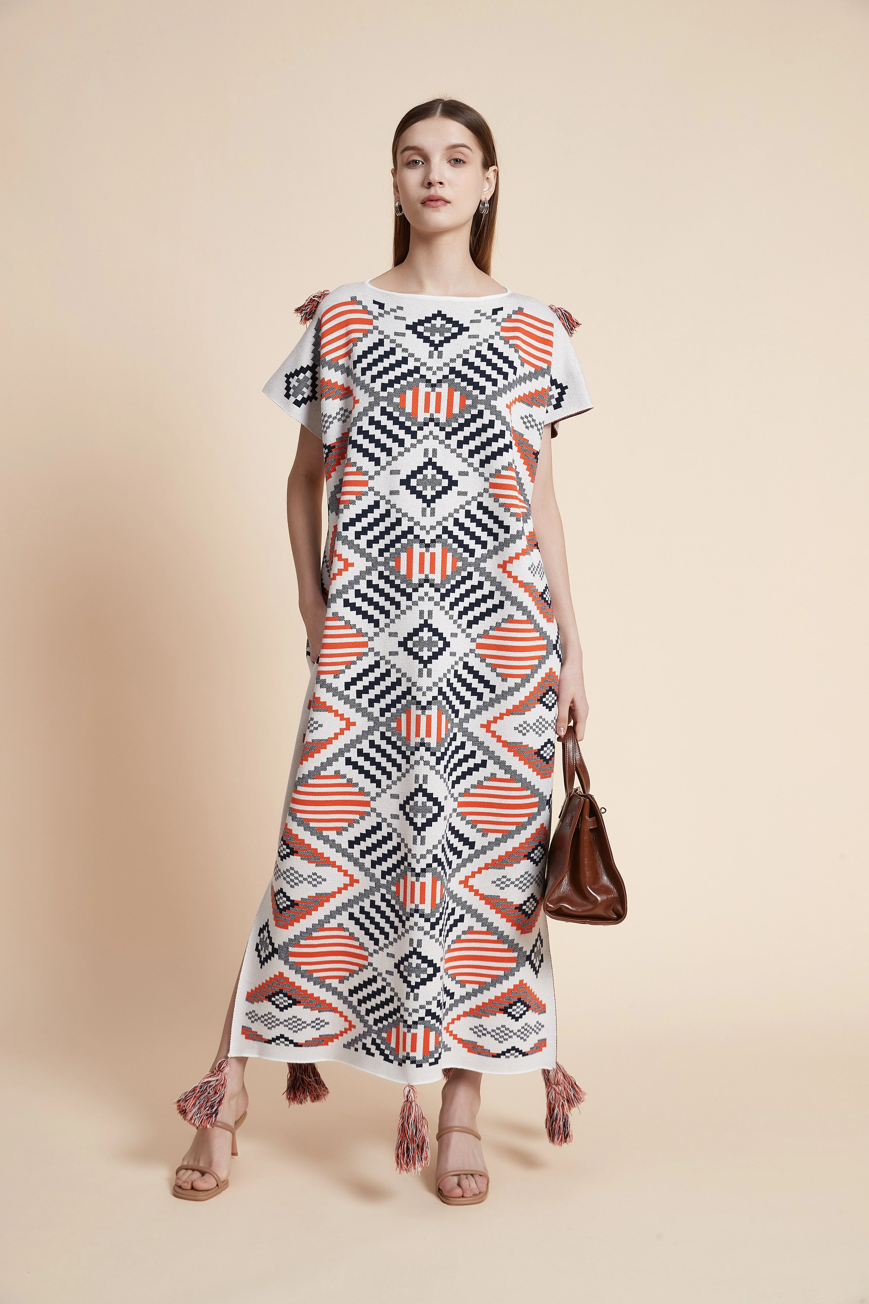 Najd Geo Tassel Knit Kaftan Dress - Image 9