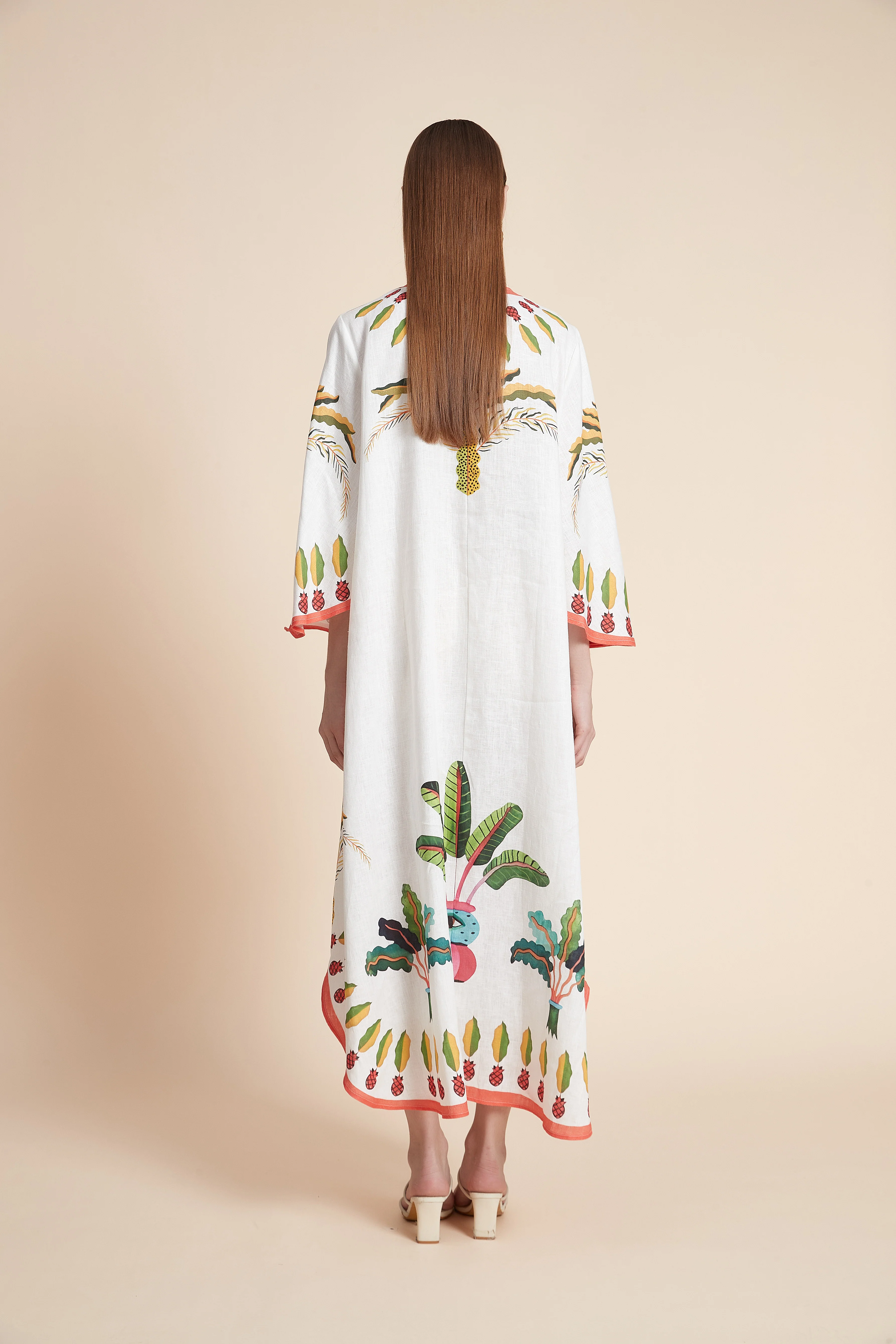 Tropical Palm Linen Kaftan - Image 3